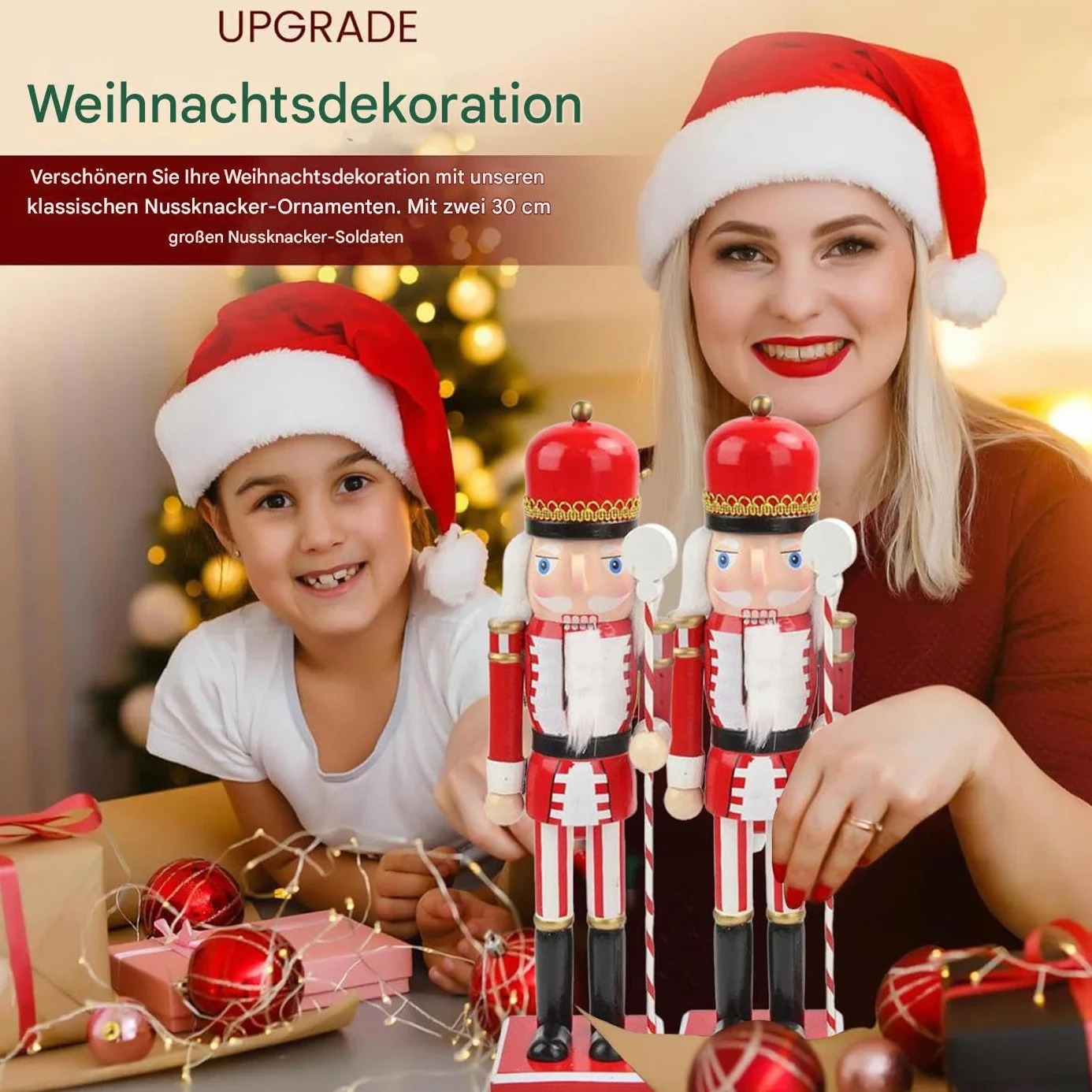 Bo?onarodzeniowy dziadek do orzechów, 38 cm, drewniany ?o?nierz, dziadek do orzechów, dekoracja sto?u bo?onarodzeniowego, do kuchni, jadalni, sypialni, imprez? , do salonu, witryny