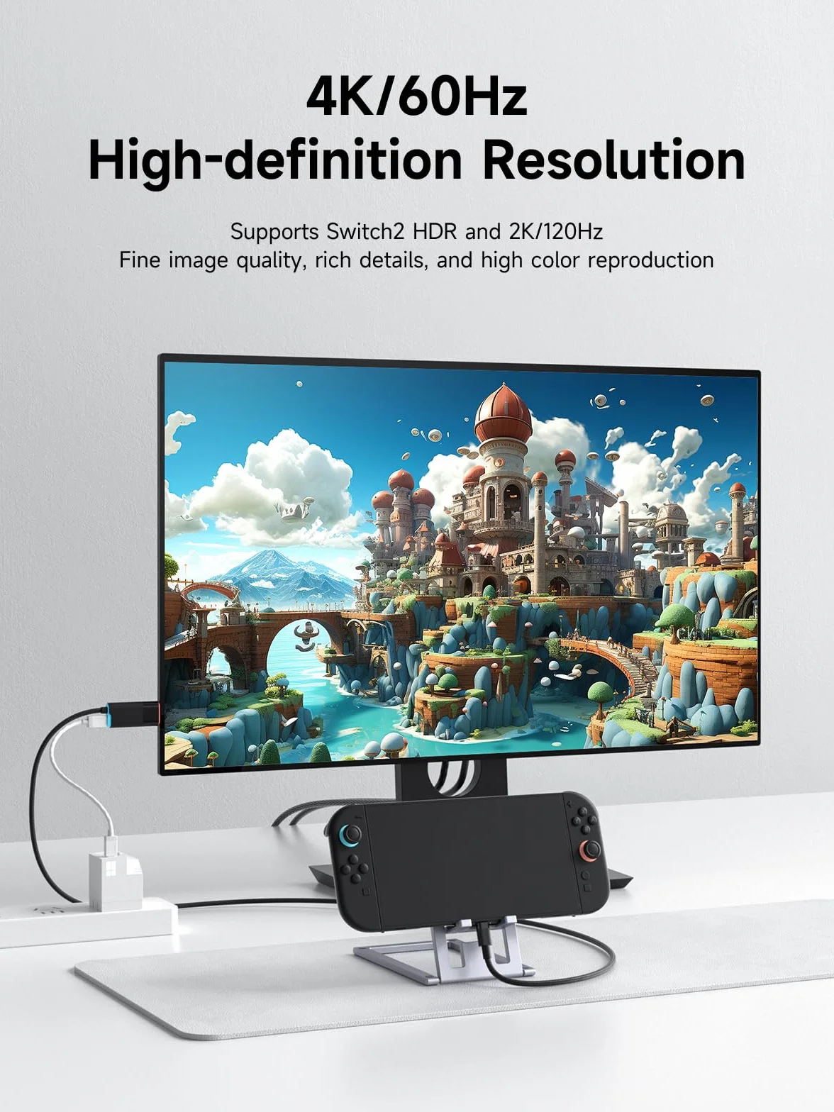 Hagibis Stacja dokująca Switch2 do Nintendo Switch1/2 i Switch OLED, USB C na HDMI z 4K przy 60 Hz, 100 W PD, adapter typu C na HDMI