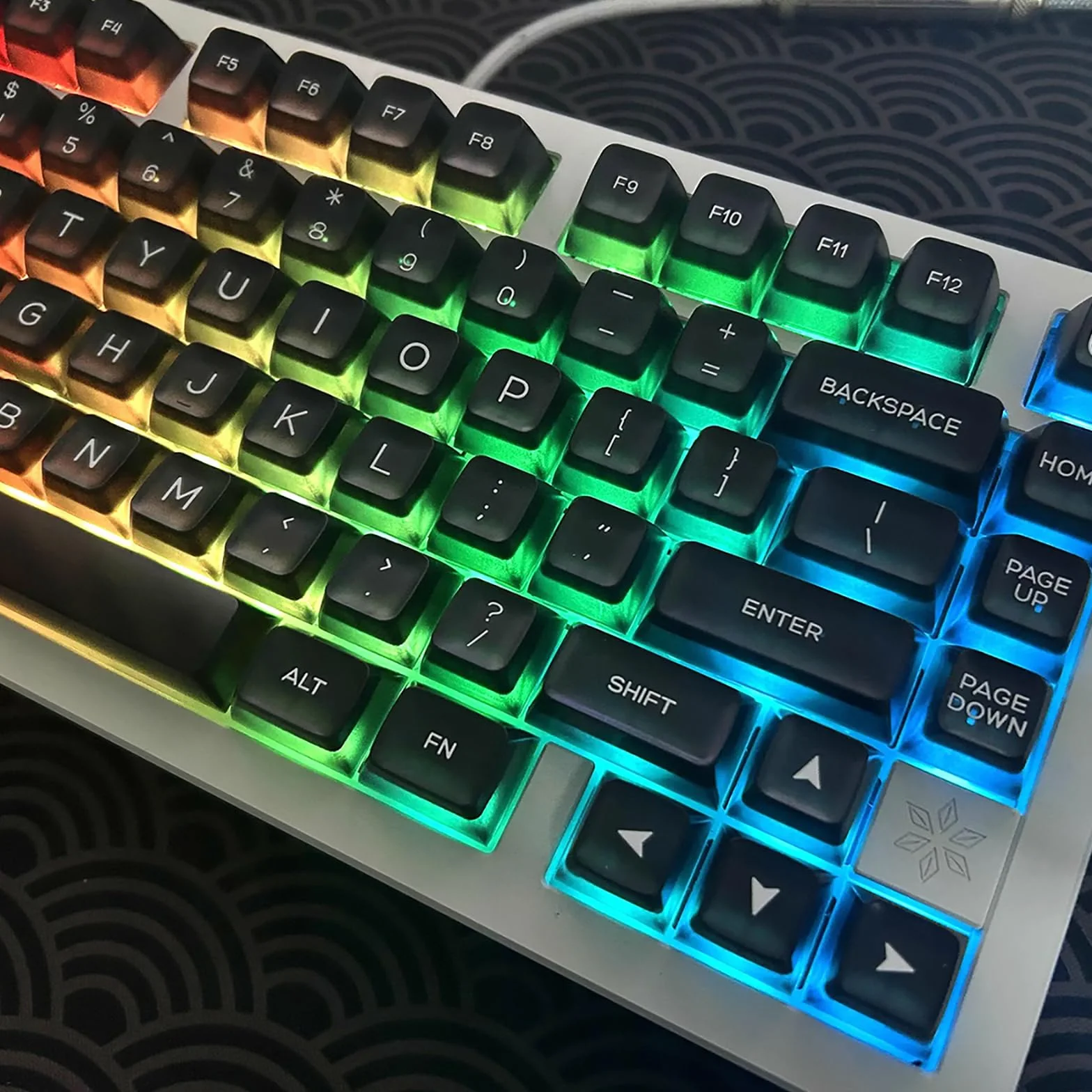 142 klawisze, czarne, Doubleshot PBT klawisze SA, profil SA, zestaw półprzezroczystych klawiszy, pasują do 61/64/87/104/108 Cherry Mx, układ ISO ANSI, klawiatury mechaniczne Alice, 142 klawisze