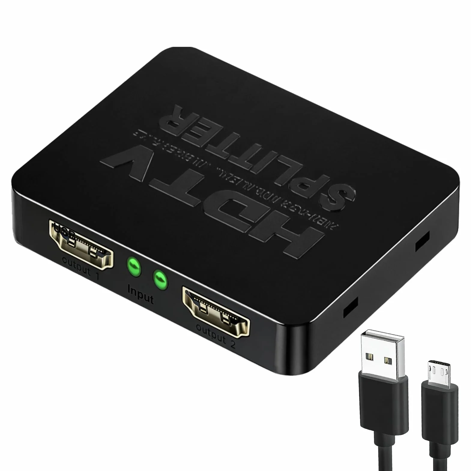 Rozdzielacz HDMI 1 Wejście 2 Wyjścia 4K 3D 1080p Splitter HDMI 2 wyjścia z kablem zasilającym micro USB, 1 w 2 powielacz HDMI dla PS3 4 Xbox DVD Projektor HDTV