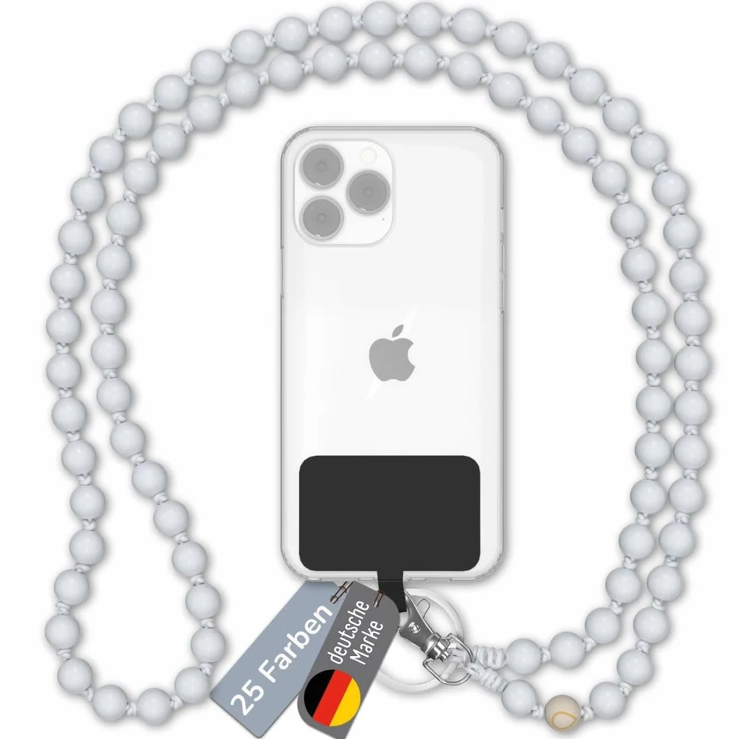 DROPLETSY Drewniane koraliki na telefon komórkowy, uniwersalny, ręcznie wykonany, smycz na klucze, łańcuszek, łańcuszek na szyję do zawieszenia – kompatybilny ze wszystkimi smartfonami: Apple iPhone