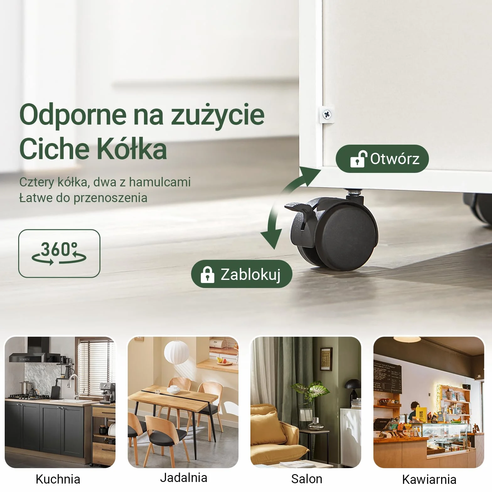 SoBuy Wózek kuchenny na kółkach rozsuwany blat biały 59×92×40 cm FSB09-W