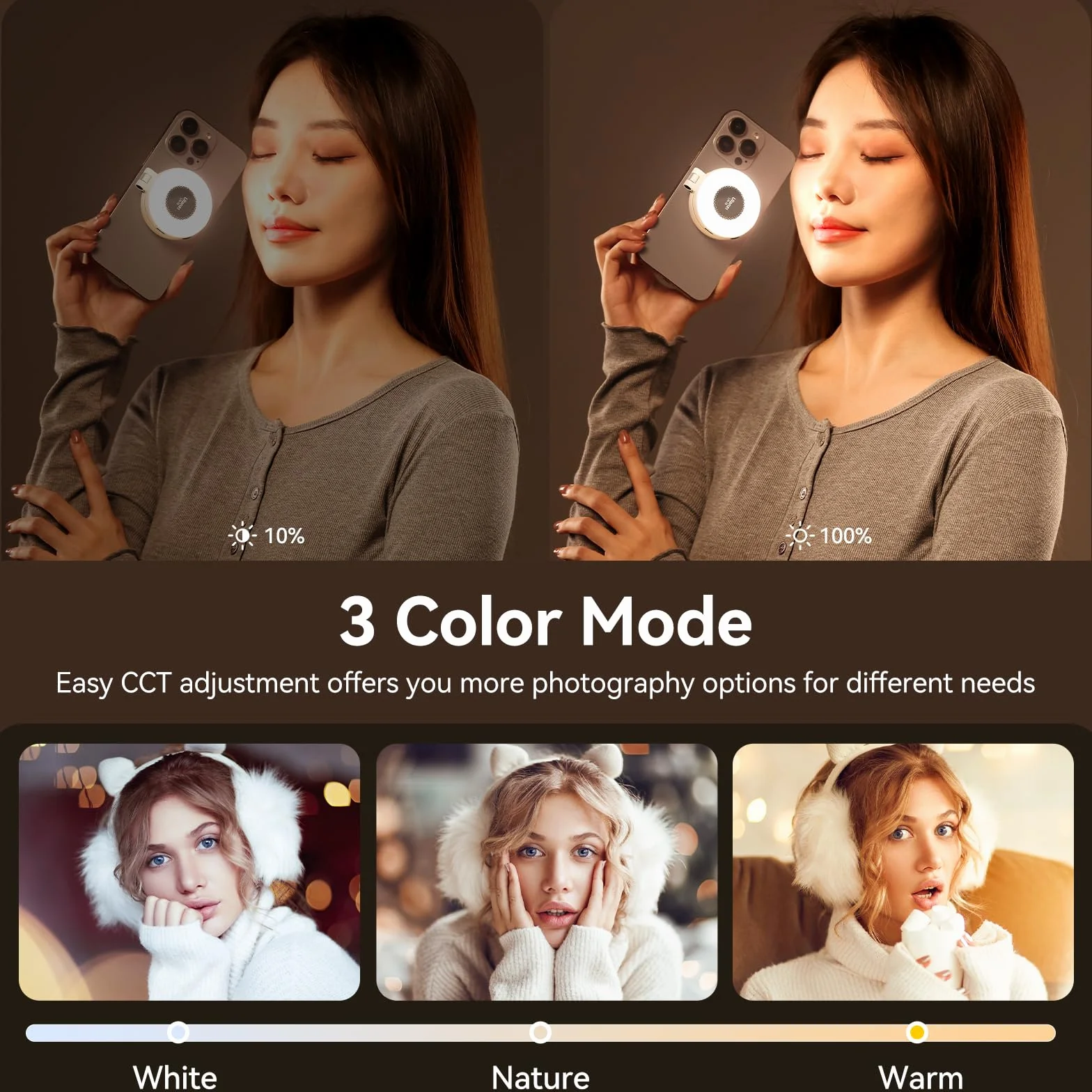 ULANZI Telefon komórkowy z Magnetyczną Lampą Pierścieniową, Lampką do Selfie 3 o Temperaturze Barwowej 2500–8500 K Cri95, Odwracalnym Rozszerzeniem Lampy Wideo Dla iPhone’a 16 15 Vlog YouTube Tiktok