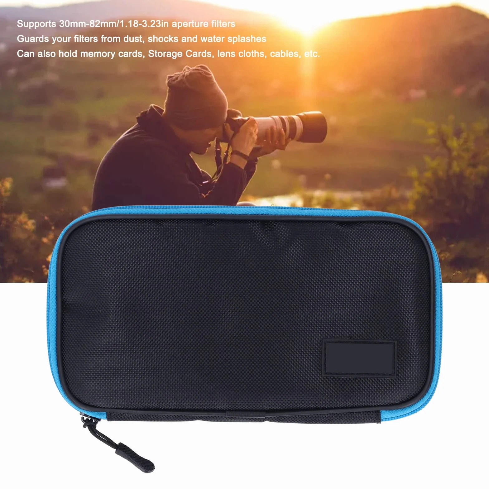Etui na Filtr Obiektywu Aparatu, Futerał na Filtr Obiektywu na 4 Duże Kieszenie na Filtry Odporny na Kurz Filtr Odporny na Wstrząsy Futerał Ochronny Filtr Obiektywu Fotograficznego