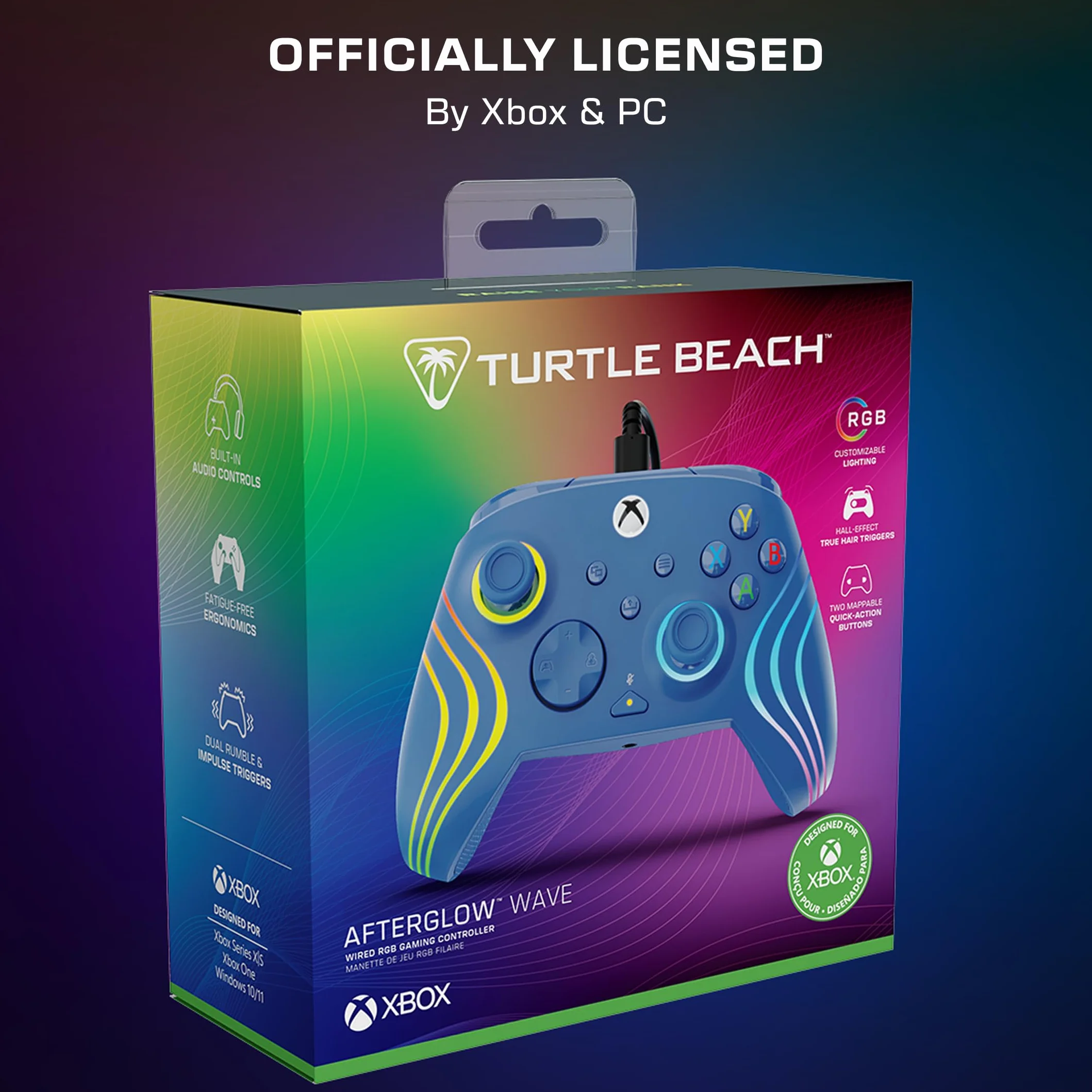 Turtle Beach Afterglow Wave Kontroler do gier RGB Niebieski Licencjonowany Xbox Series X S Xbox One Windows