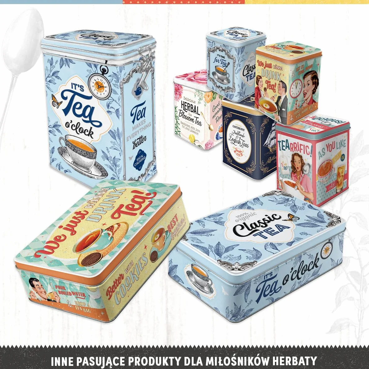 Nostalgic-Art Retro puszka płaska 2,5 l Tea & Cookies Together pojemnik na ciastka z metalu styl vintage