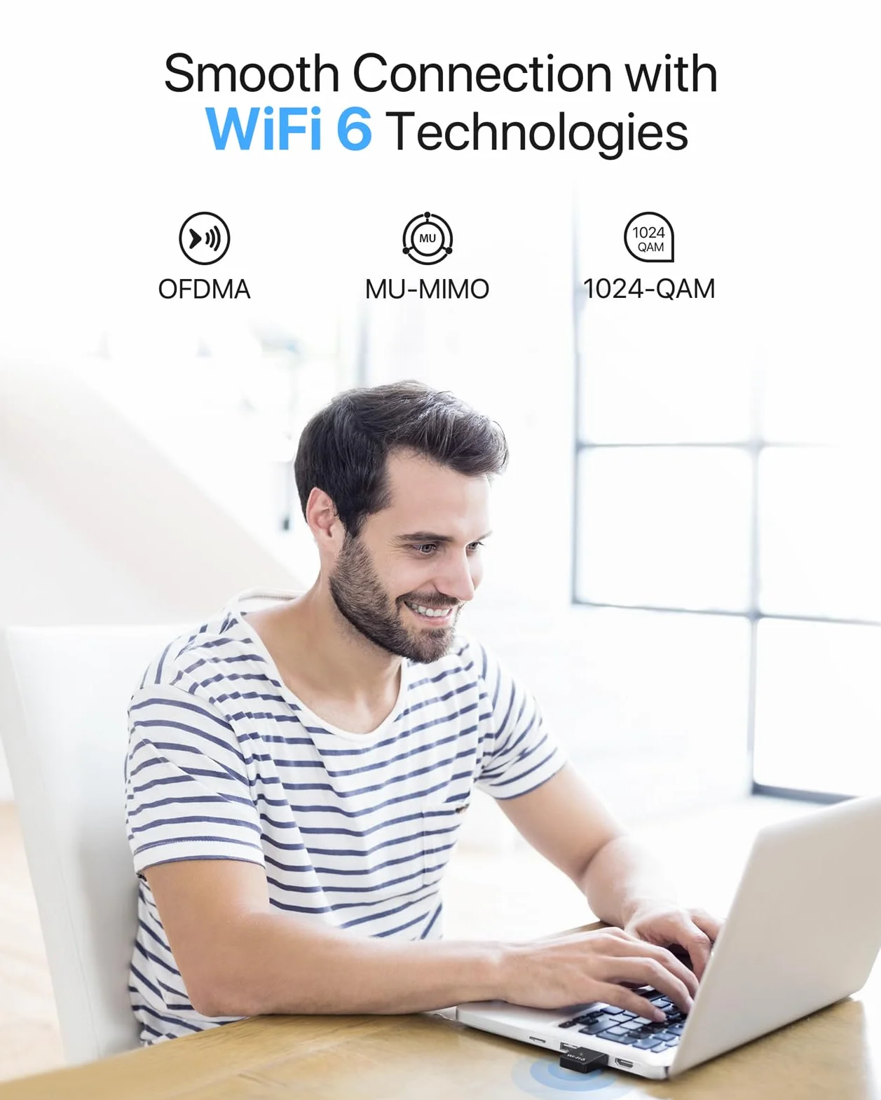 BrosTrend AX900 Mini USB WiFi Adapter WiFi 6, Dwuzakresowy 600 Mb/s 5 GHz + 286 Mb/s 2,4 GHz, USB WiFi Adapter do komputera stacjonarnego laptopa, adapter USB WiFi kompatybilny z Windows