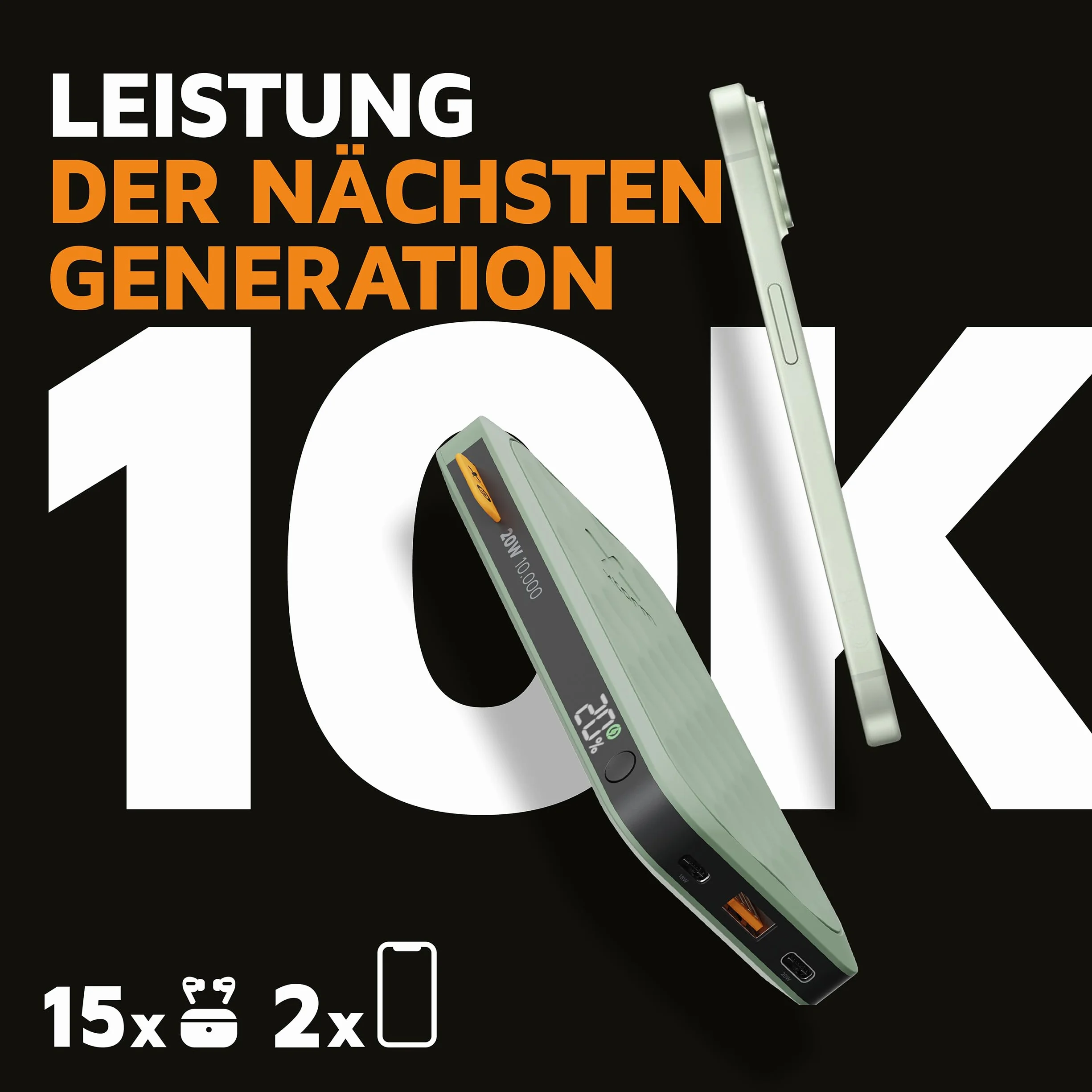 20 W FUEL SERIES POWERBANK 10 000 - SAGE GREE