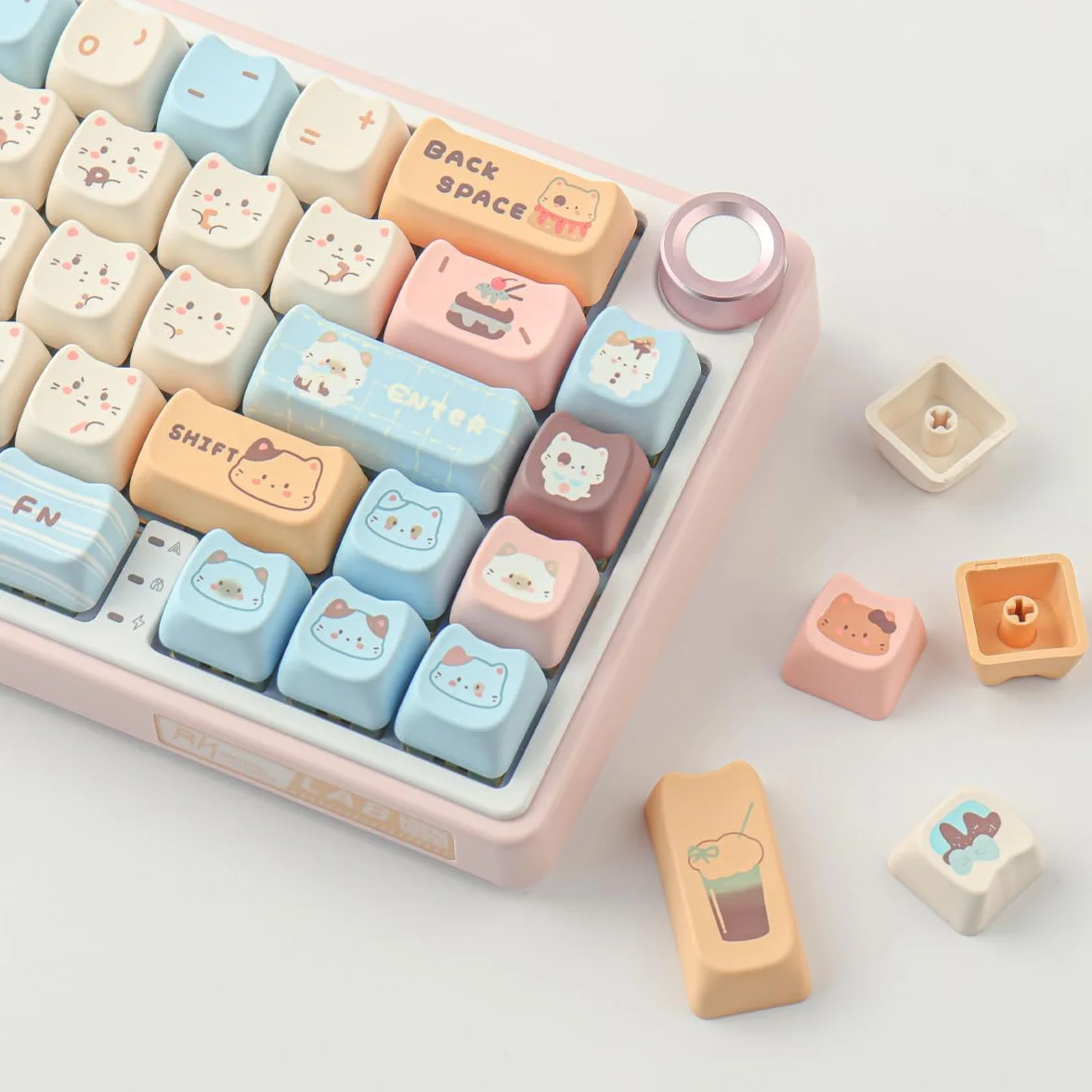 Nasadki klawiszy PBT 142 klawisze urocze nasadki klawiszy sublimacja morska sól morska kot nasadka na klawisze Mao profil niestandardowe klawisze do Cherry Gateron MX Swithes klawiatury mechaniczne