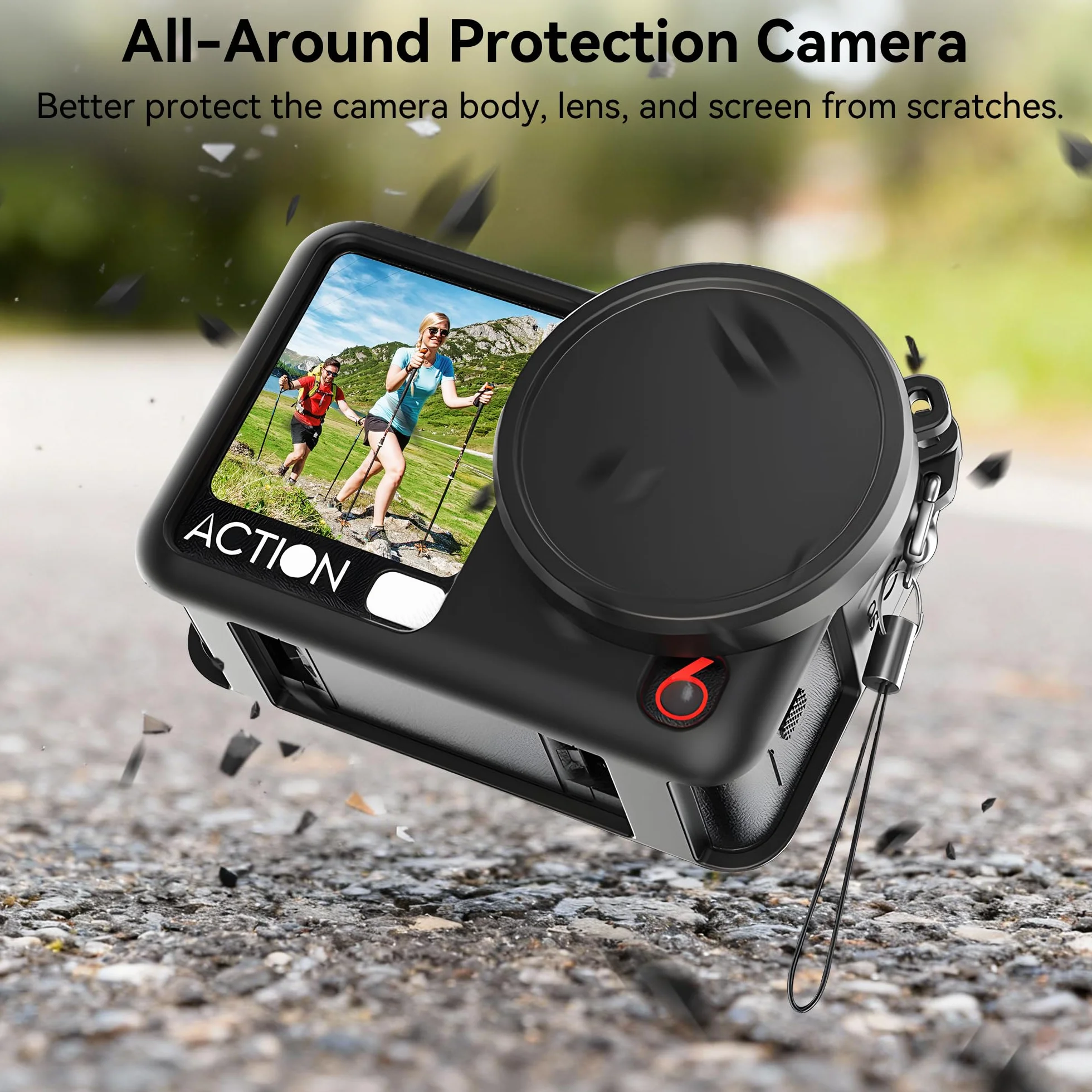 Osmo Action 6 Etui Silikonowe - Osłona Obiektywu Aparatu Odporne na Xarysowania Trwałe do DJI Osmo Action 6 Akcesoriów Aparatu z Paskiem na Nadgarstek