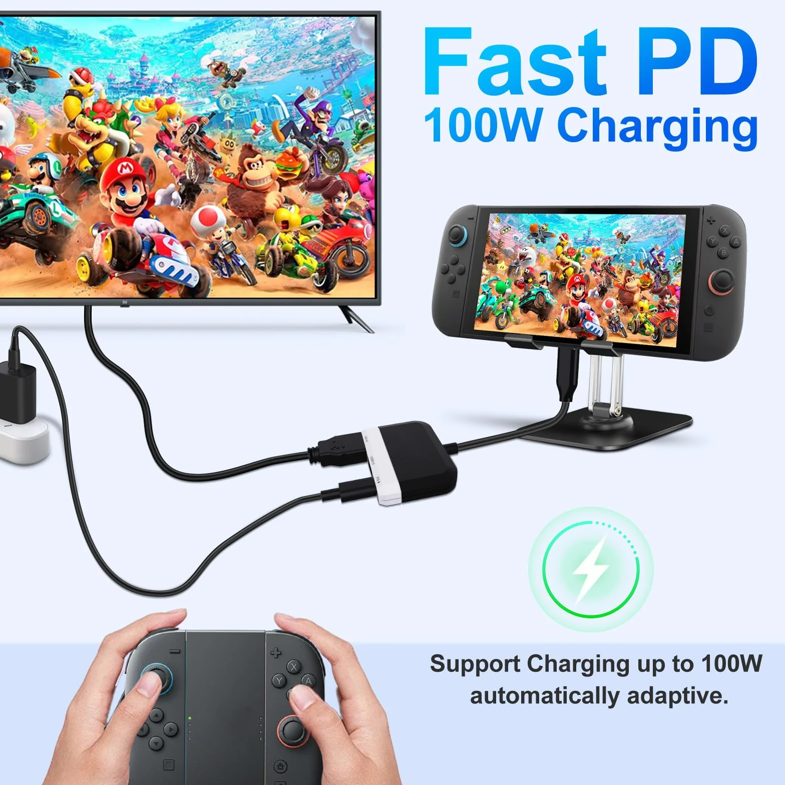 Stacja dokująca USB C typu c do Nintendo Switch 2 / Switch OLED Dock (czarna)