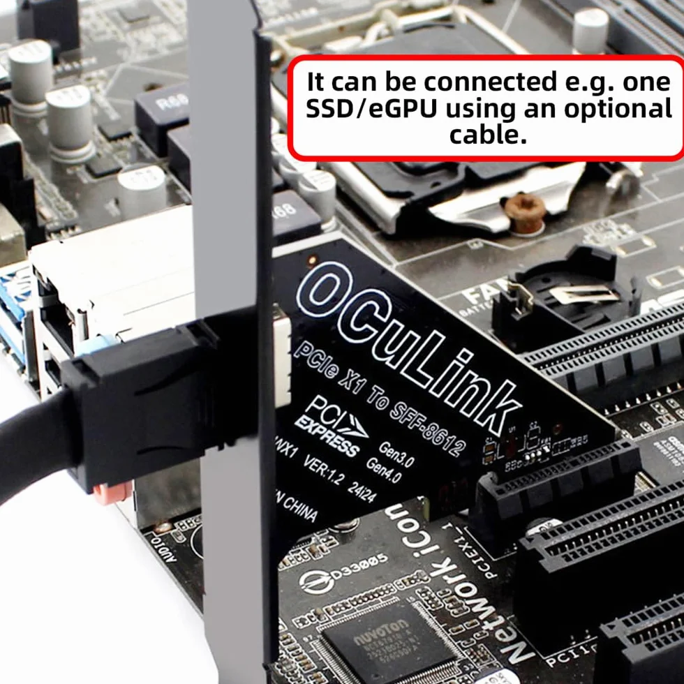 1x adapter PCI-Express 4.0 PCIE na kartę hosta Oculink SFF-8612 SFF-8611 do SSD eGPU U.2, stacja dokująca do zewnętrznej karty graficznej