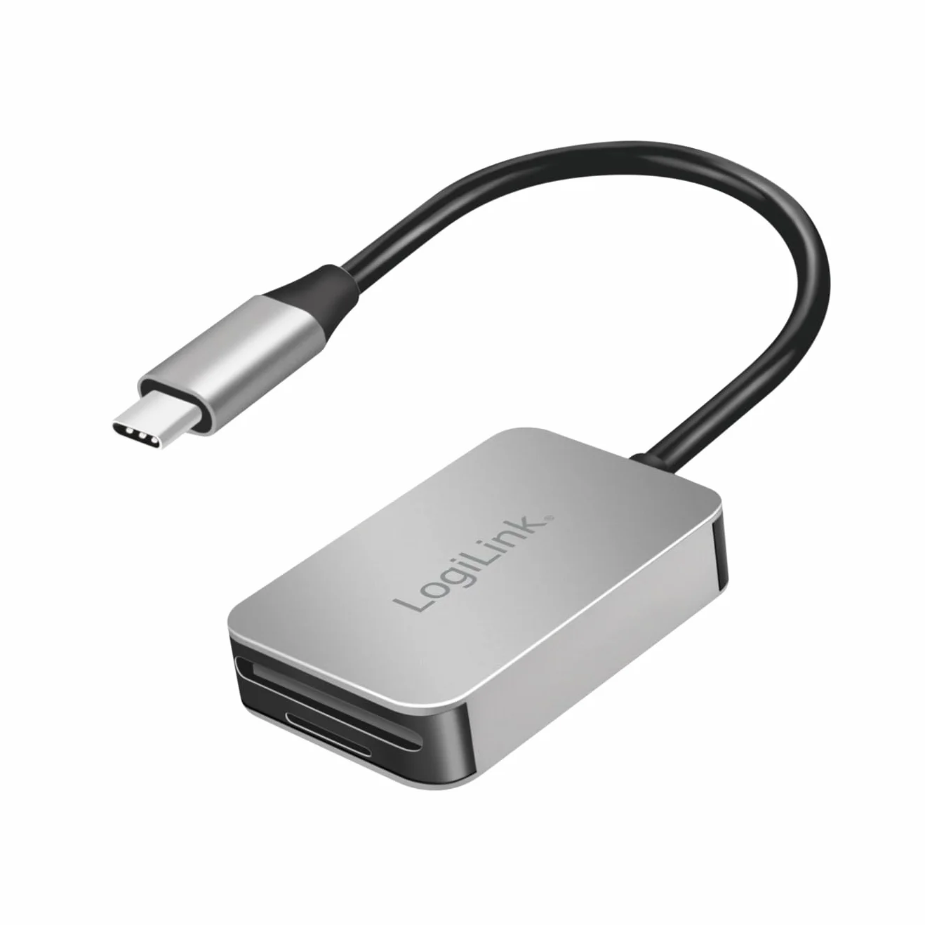 LogiLink CR0050 - podwójny czytnik kart, USB-C 3.2 Gen1 do kart SD, SDHC, SDXC, microSD, SDHC, SDXC, MMC i RS MMC do 1 TB, aluminium