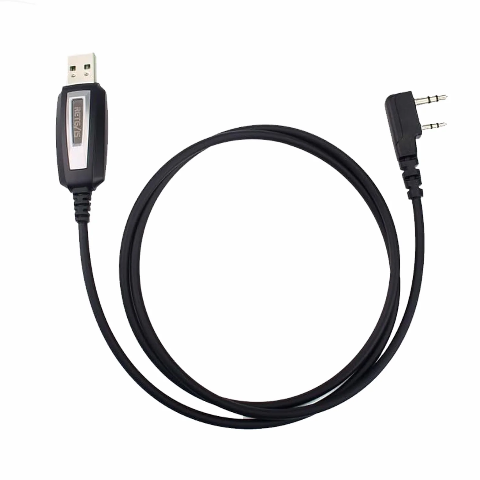 Retevis Kabel do programowania USB, wbudowany chip, 2-pinowy kompatybilny z Walkie Talkie RT24 RT27 RT622 RT668 RT5R RA79 H777 Tid Radio Baofeng UV-5R GT-18 Quansheng UVK5 (1 szt.)