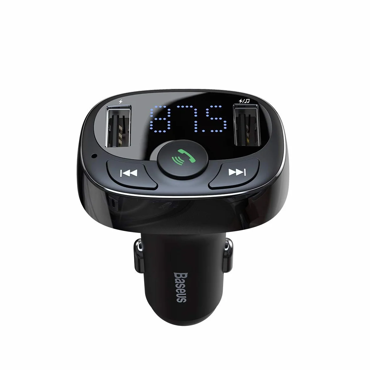 Baseus FM Transmitter T typed Bluetooth 2xUSB microSD (czarny)