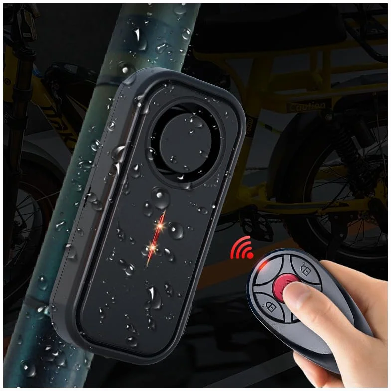 Alarm rowerowy antykradzieżowy z pilotem zdalnego sterowania, 113 db, bezprzewodowe, wibracyjne, motocyklowe, do skuterów elektrycznych, skuterów, ze światłami LED, wodoodporny system