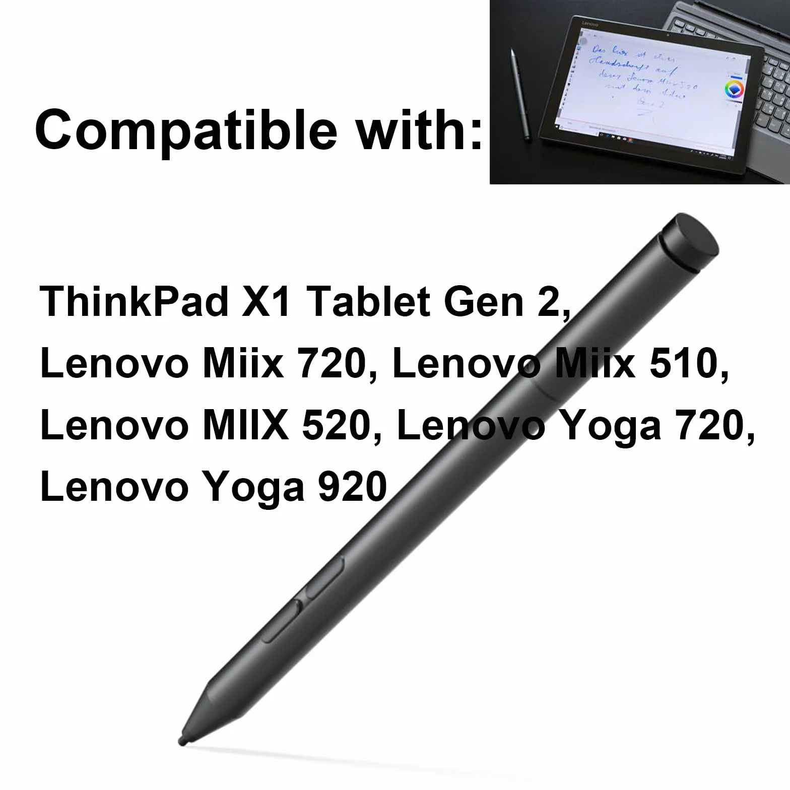 Active Pen 2 GX80N07825 kompatybilne z Lenovo Active Pen 2, czułość nacisku 4096, niestandardowe przyciski skrótów, do ThinkPad X1 Tablet Gen 2, Miix 720, 510, 520, Yoga 720, 920