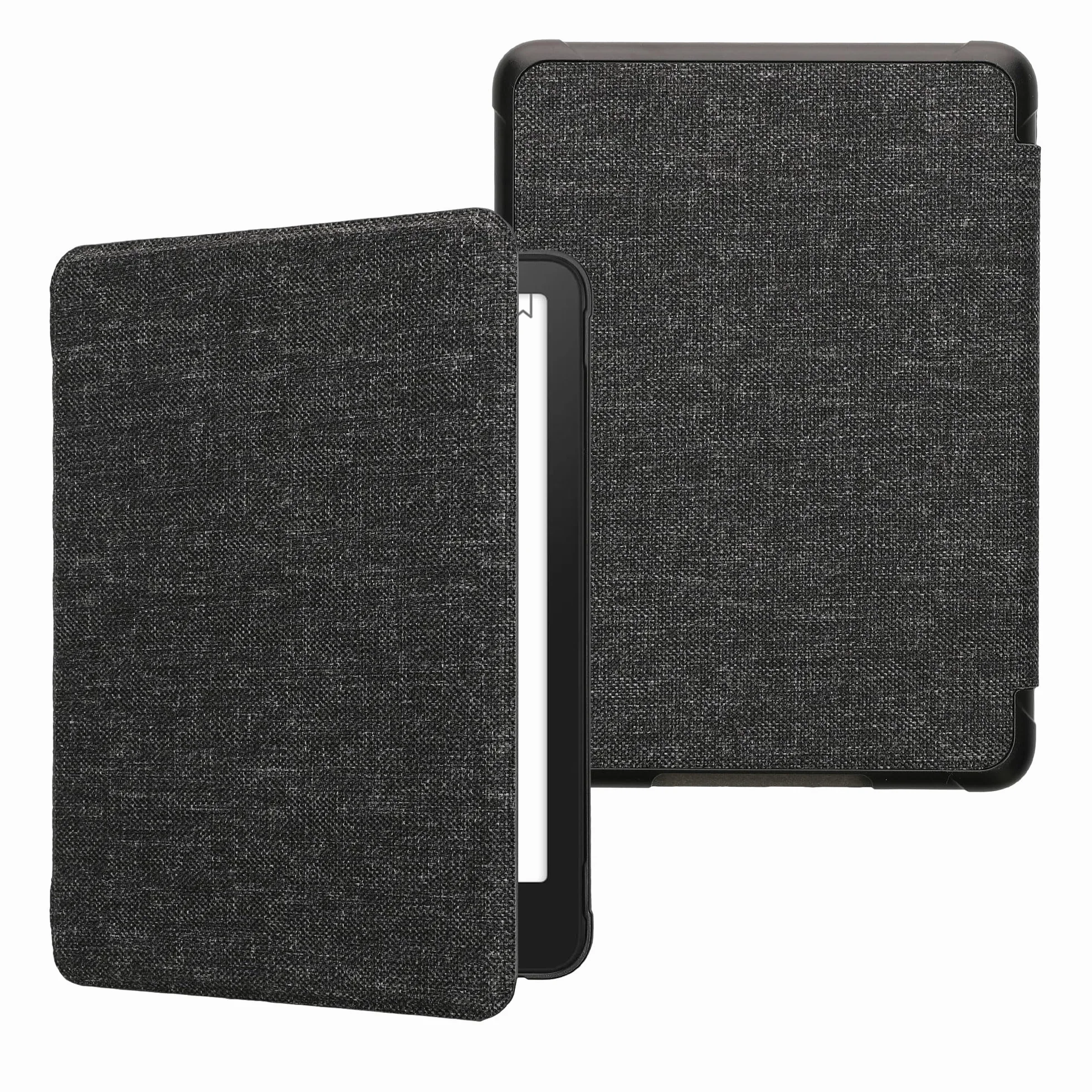 kwmobile Etui kompatybilne z Amazon Kindle Paperwhite (12. generacji 2024)/Kindle Colorsoft – etui z tkaniny w stylu książki, etui z klapką – ciemnoszare