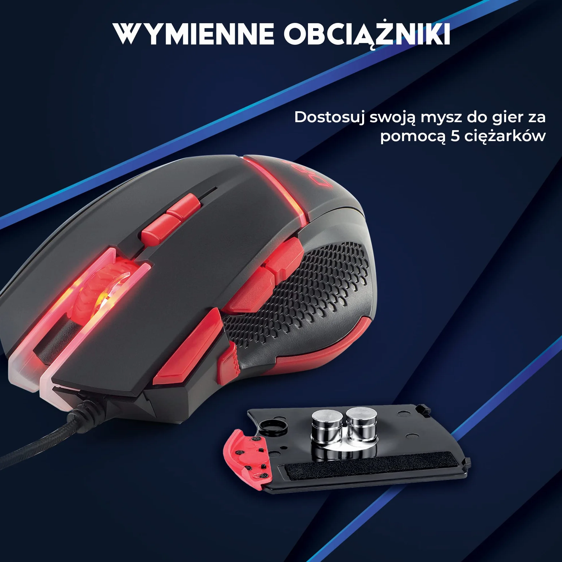 DR1TECH Hunter Profesjonalna Mysz Do Gier Z Odporną Tkaniną [5 Wymiennych Ciężarków + TRIPLE FIRE] - 9 Programowalnych Przycisków Do 4200 DPI - Ergonomiczna Mysz Do Gier Dla PC/PS4