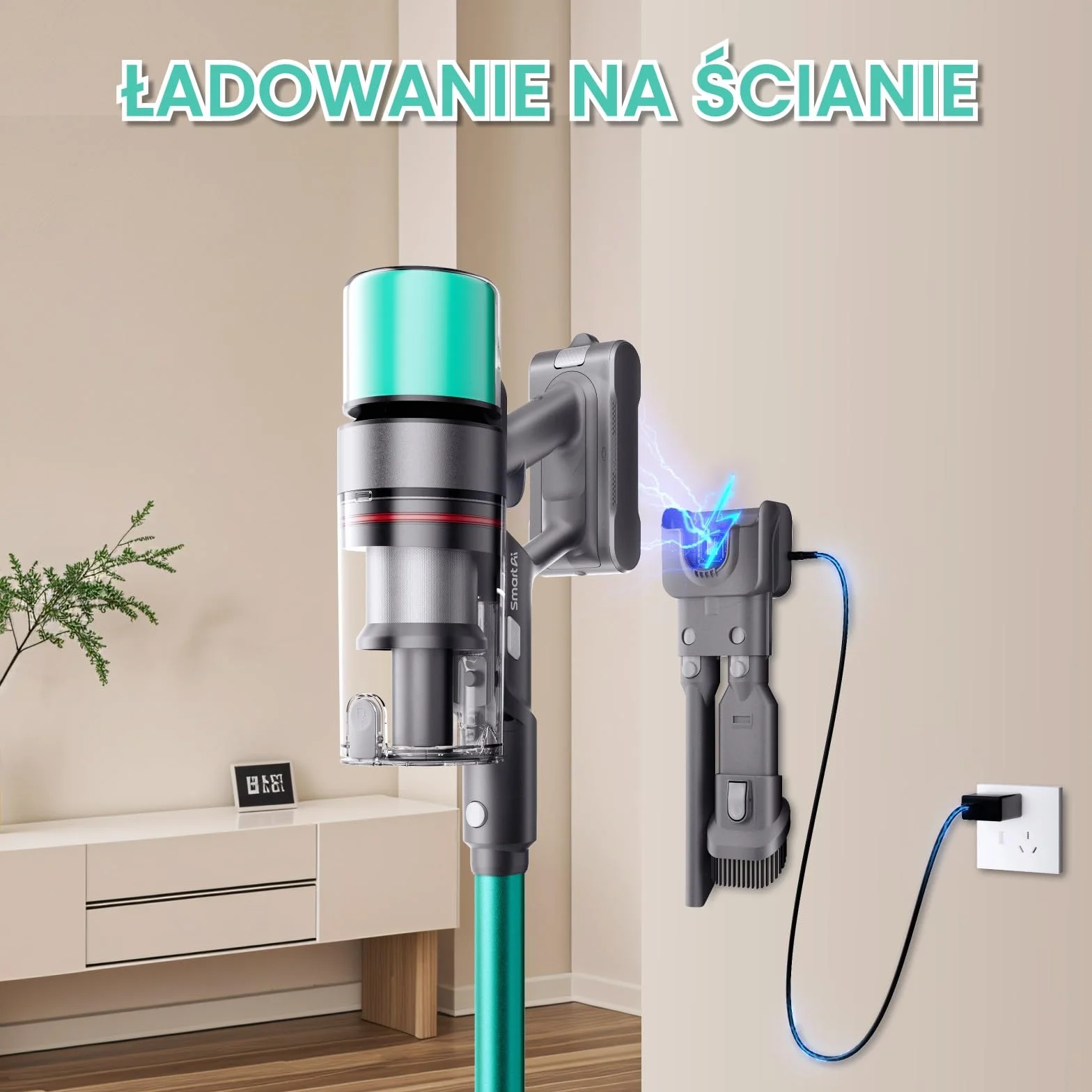 V5 Bezprzewodowy Odkurzacz, 50Kpa/600W/70Min Samostojący, Ultradługi Czas Pracy z Trybem Automatycznym do Dywanów, Sierści Zwierząt i Twardych Podłóg