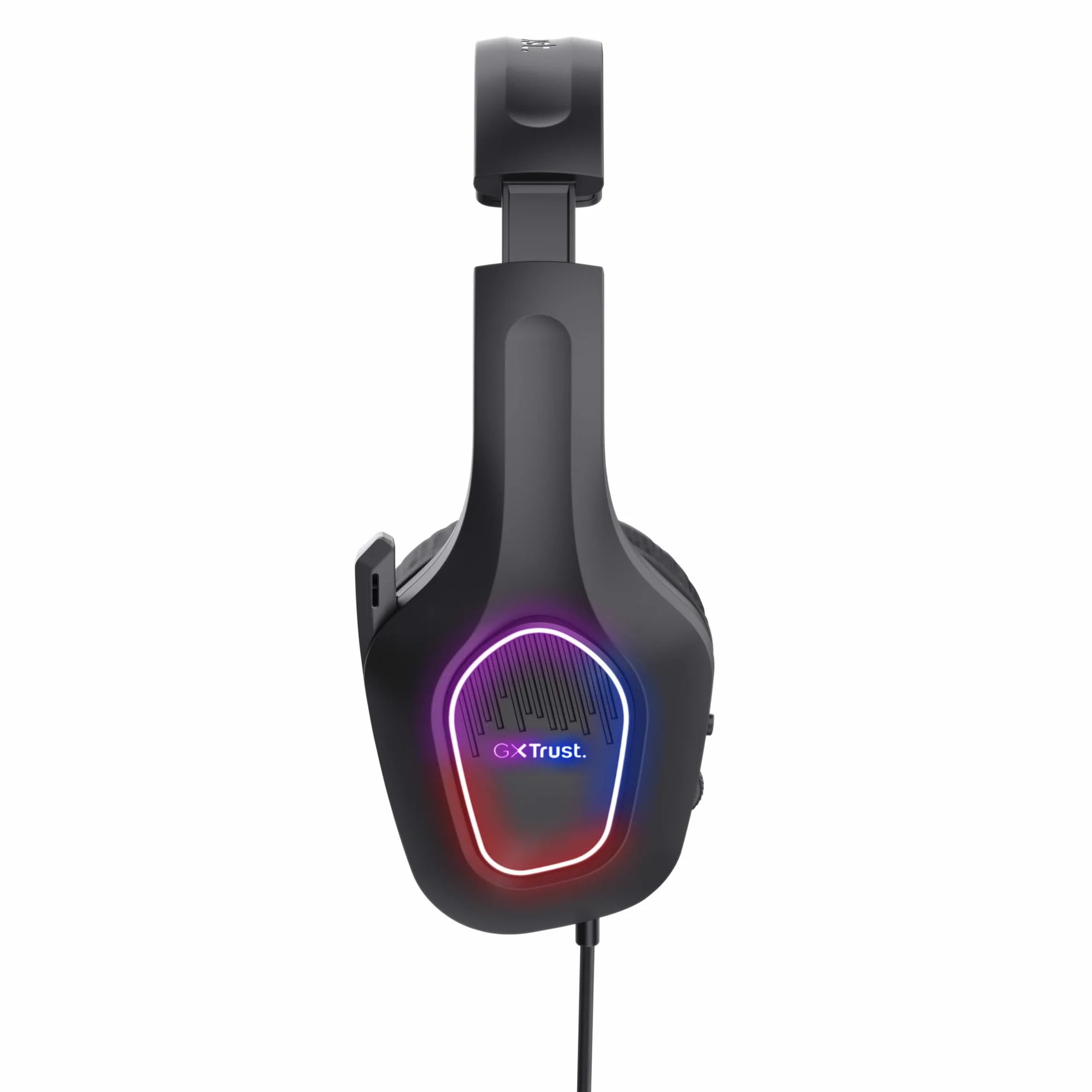 Trust GXT 419 Rayne Lekkie Słuchawki Gamingowe do PC/Konsoli, Podświetlenie LED na USB, Jack Audio 3.5mm, Przetworniki 50mm, Odchylany Mikrofon, Headset Przewodowy do Komputera, Czarny