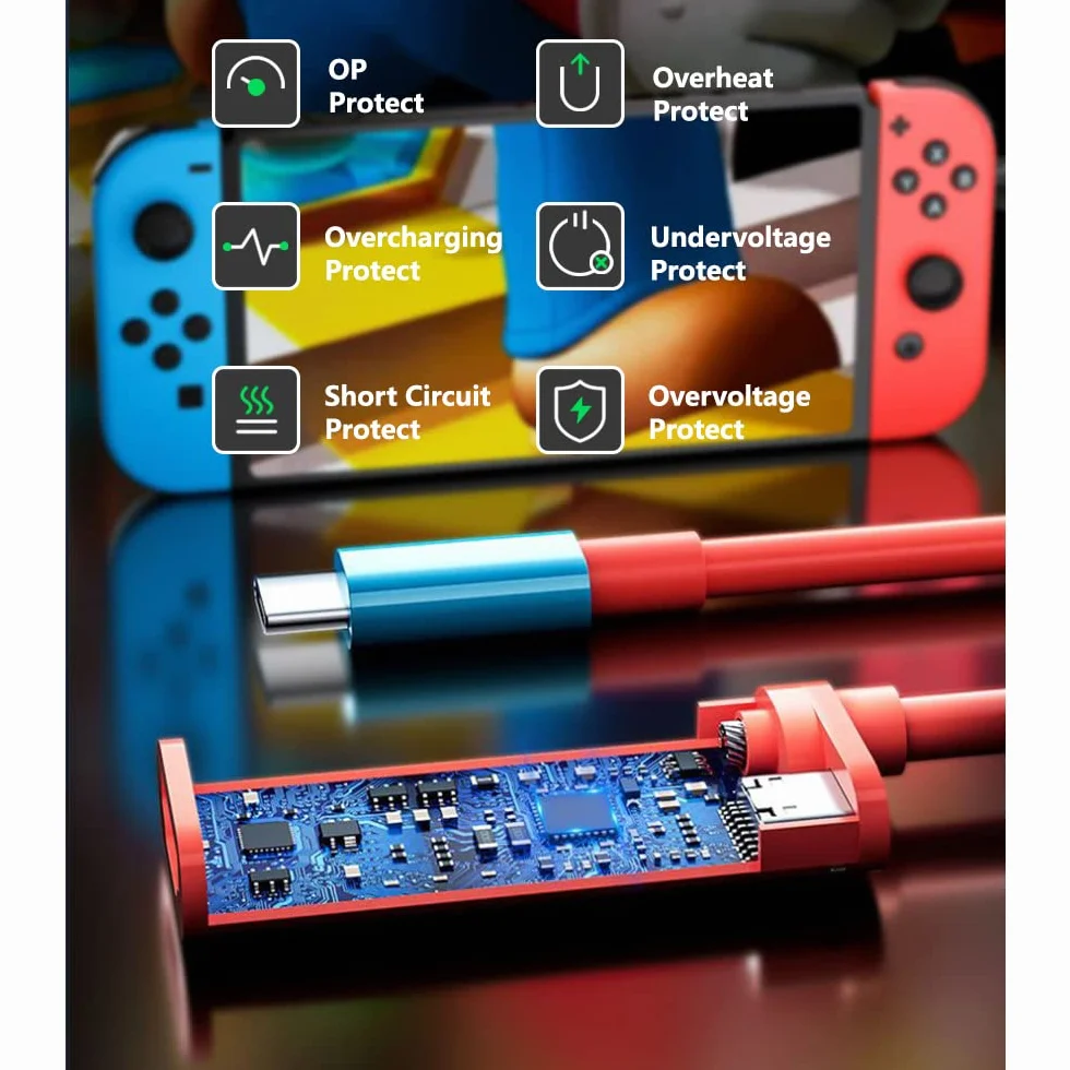 RREAKA Switch Dock dla Nintendo Switch OLED, 2-w-1 Switch TV Adapter z kablem 4K HDMI, Typ C 100W ładowanie, przenośna stacja dokująca podróż, dla Samsung Dex S24, MacBook