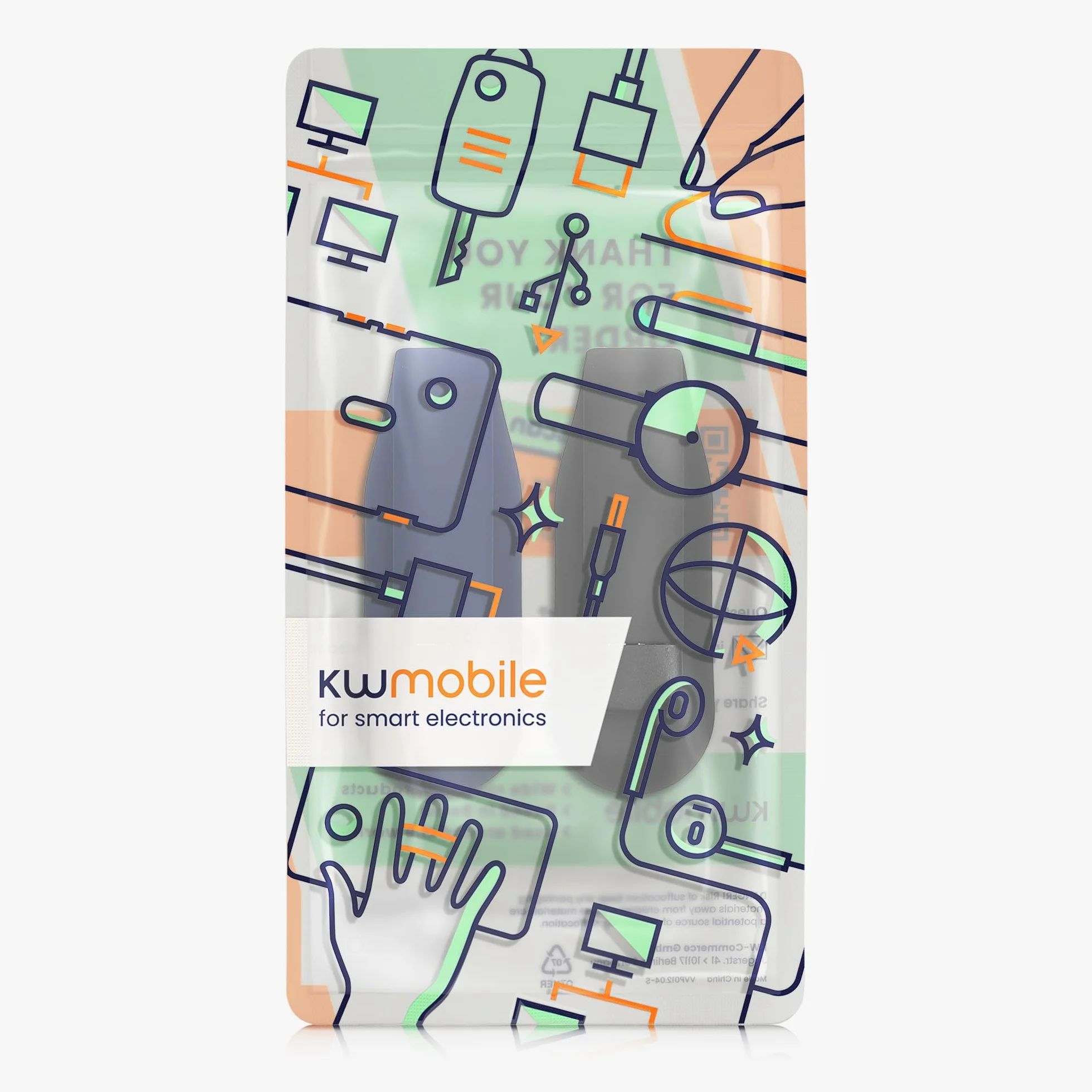 kwmobile 2 x uchwyty na klipsy kompatybilne z Xiaomi Mi Band 10/9 / 8 – zestaw zamienny z klipsem – czarny/ciemnoniebieski
