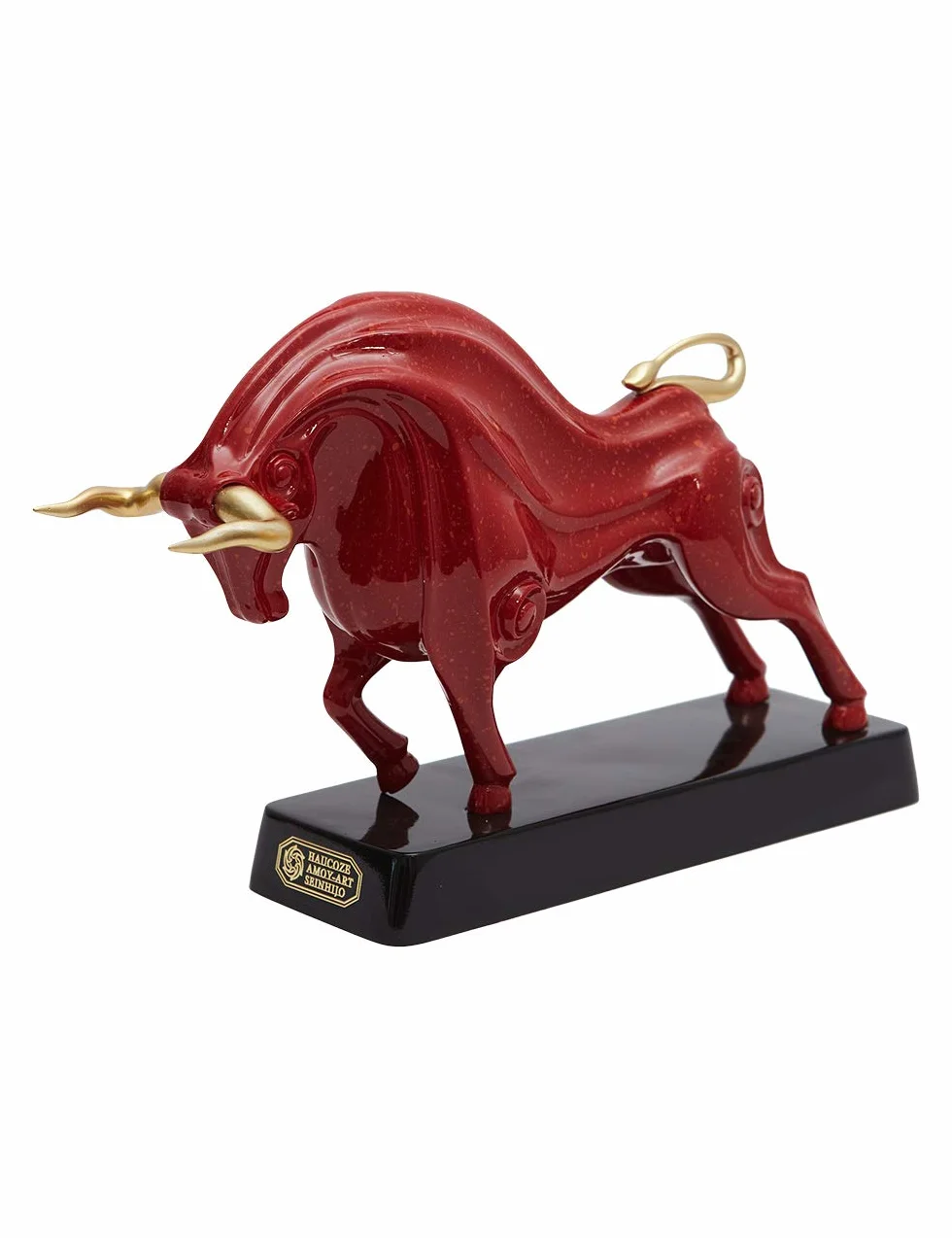 Rzeźba Wall Street Bull Statua Dekoracja Zwierzę Figurka Czerwona Żywica 31 cm