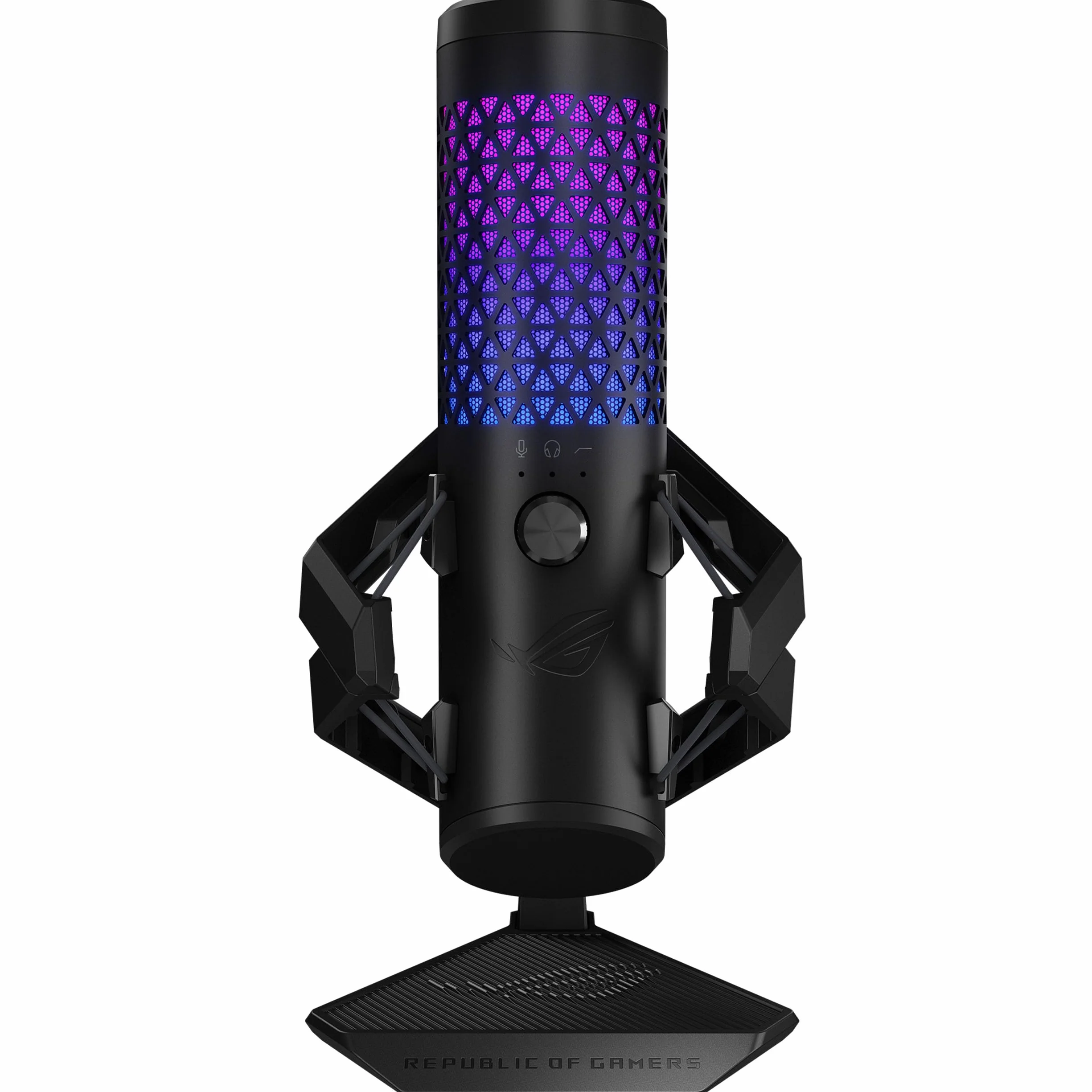 ASUS ROG Carnyx RGB mikrofon kondensatorowy do gier, streamingu i podcastów, kapsuła kondensatora 25 mm, częstotliwość próbkowania 192 kHz / 24-bitowa, filtr górnoprzepustowy, filtr pop, metalowy