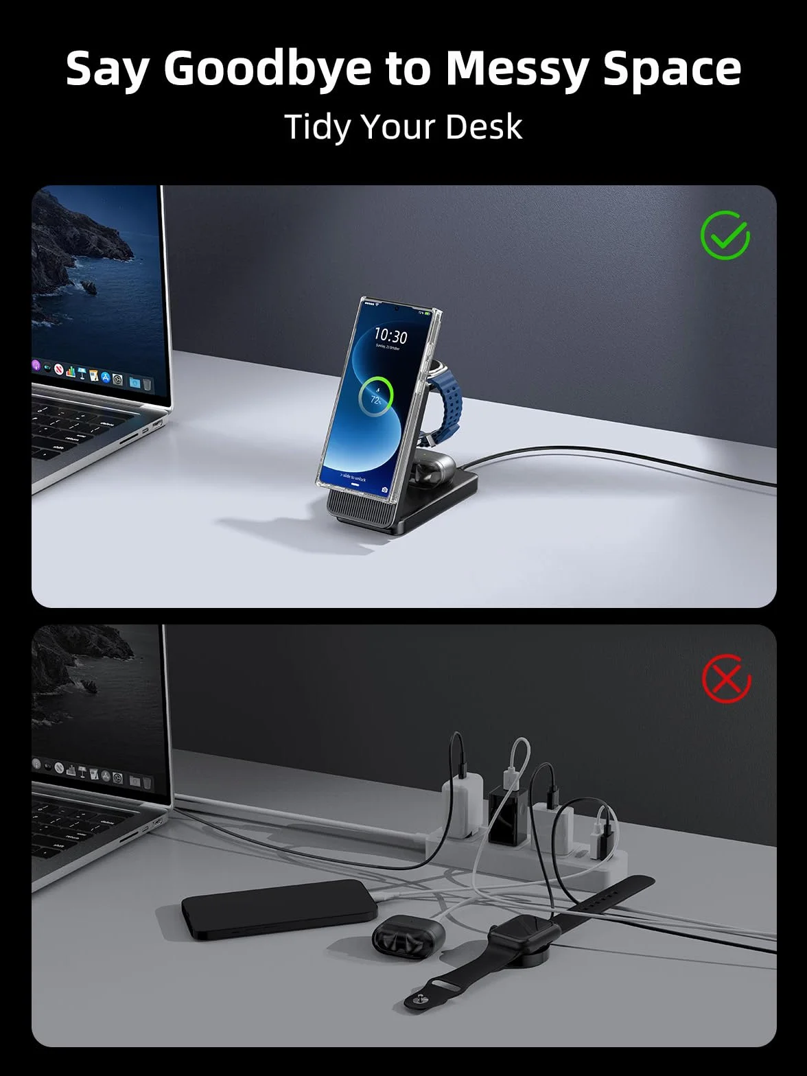 Magnetyczna stacja ładująca do Samsung Galaxy S26 Ultra, 3 w 1 MagSafe Wireless Charger, składana do Galaxy S25/S24/Z Fold/Flip 7, ładowarka do zegarka Galaxy Watch Ultra 8/7/6/5, Galaxy Buds 3 Pro