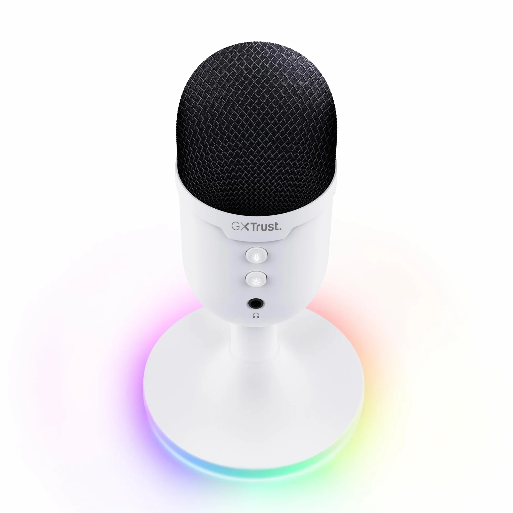 GXTrust 236W Yami Mikrofon pojemnościowy USB do Podcastów, Twitch Discord ASMR Youtube Playstation 5, mikrofon do gier z kardioidalnym wzorem nagrywania, podświetlenie RGB, biały