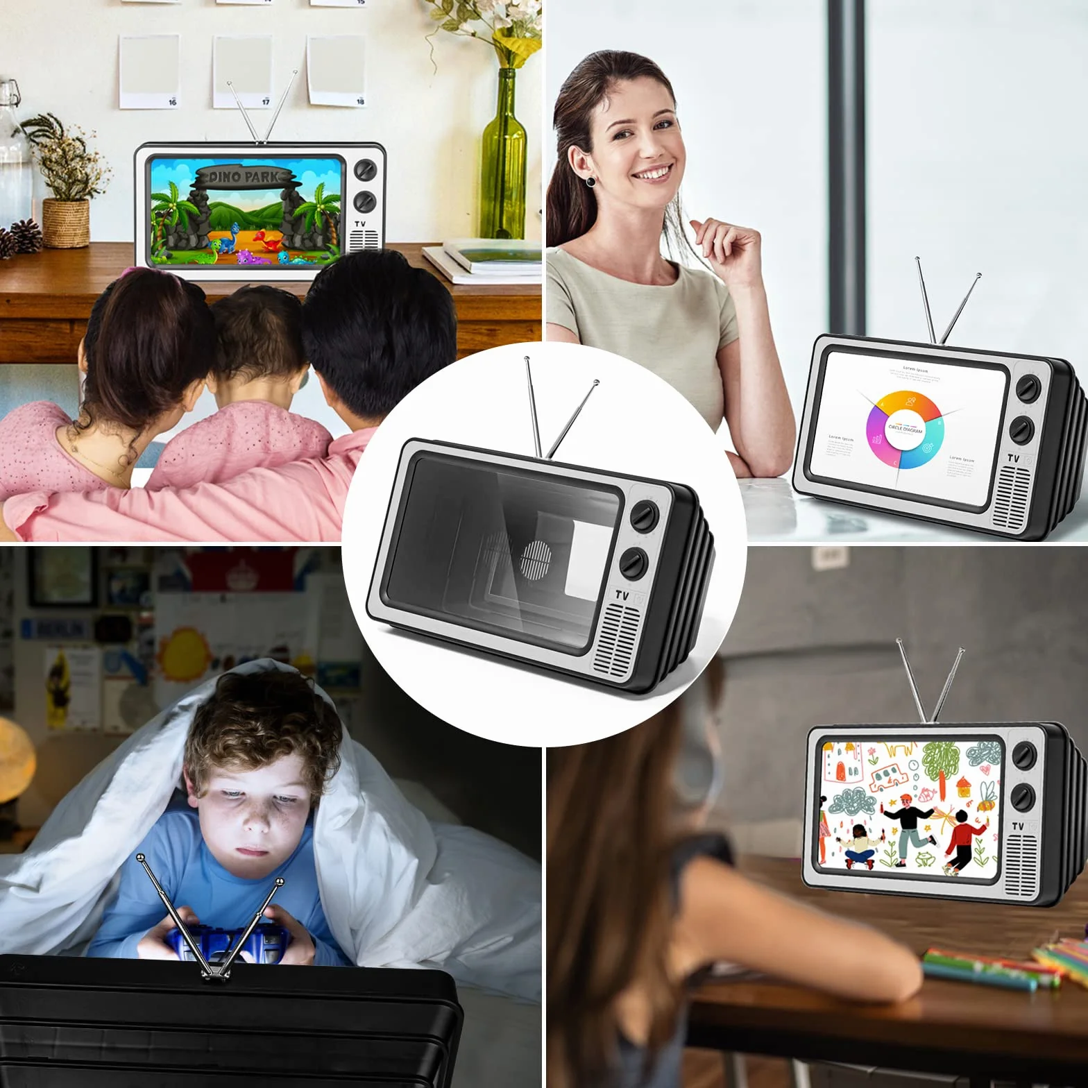 STEBRUAM Lupa ekranu 12-calowa cienki wzmacniacz do telefonu komórkowego 3D do oglądania filmów, składany ekran, powiększony stojak lustrzany do telefonu komórkowego (szary)