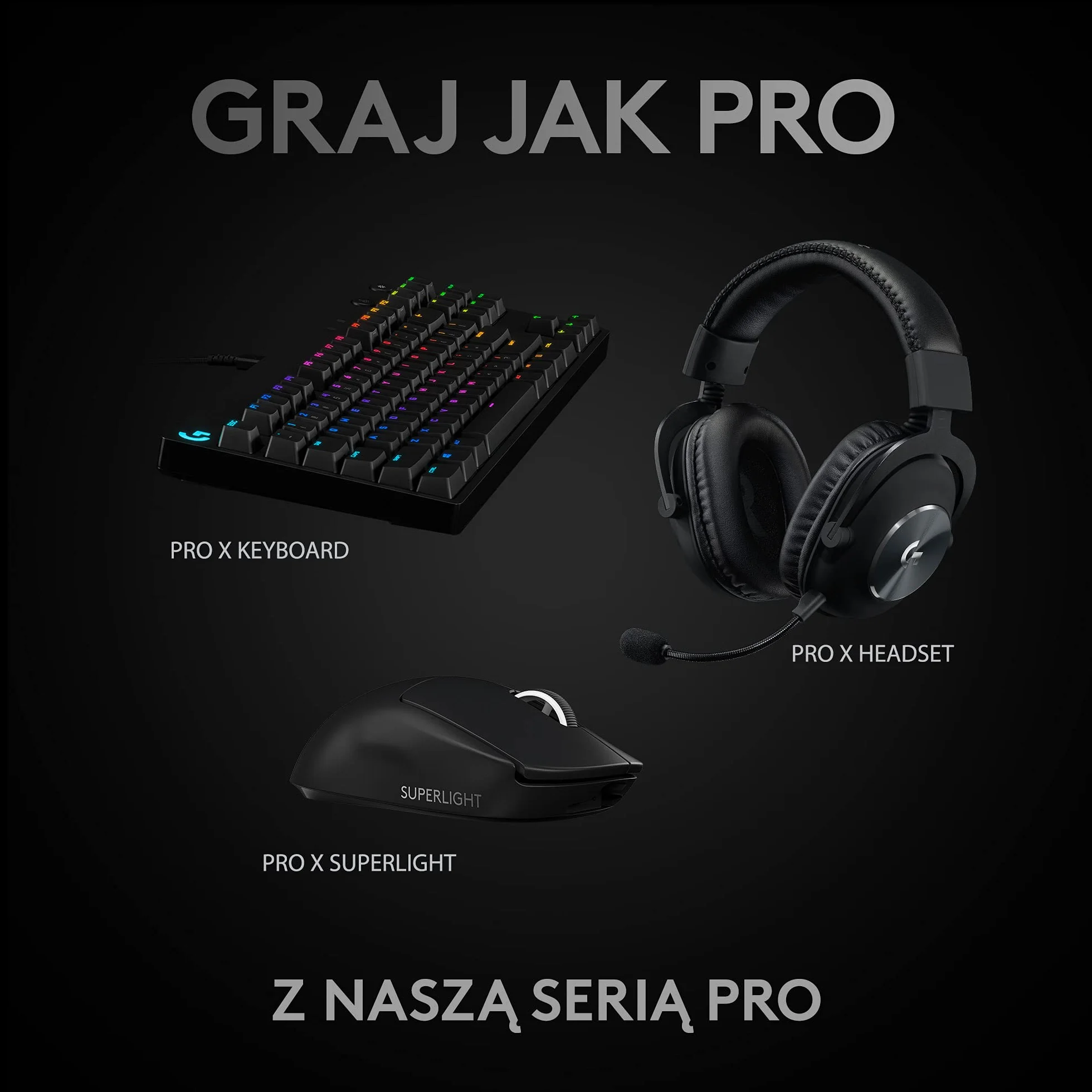Logitech G PRO X SUPERLIGHT Bezprzewodowa mysz gamingowa, lekka, czujnik HERO 25K, 25,600 DPI, 5 programowalnych przycisków, długi czas pracy baterii, kompatybilna z PC/Mac - Czarny