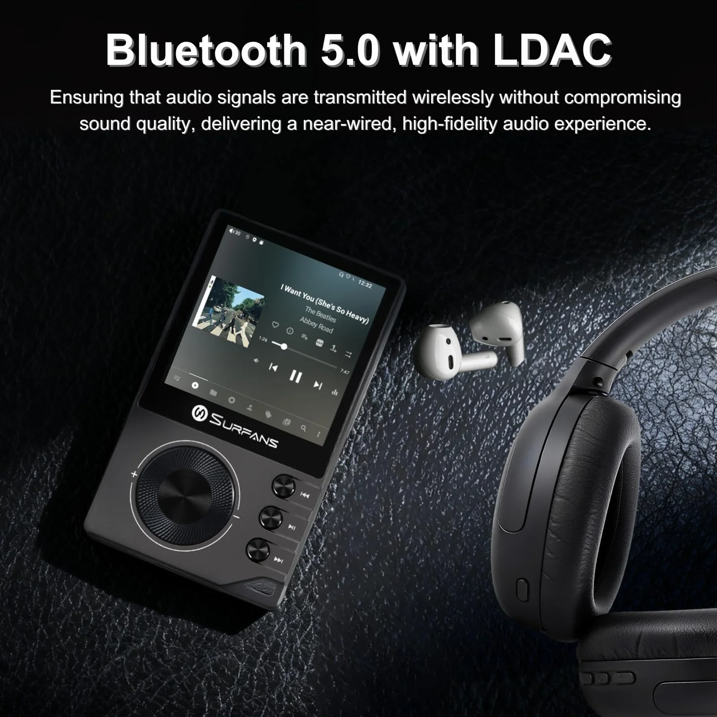 Surfans F20 Pro Android Hi-Res odtwarzacz muzyczny z Dual ESS9018 DAC, DSD512, Spotify & Tidal Support, WLAN i BT LDAC, 4,4 mm Balanced (500 mW), możliwość rozszerzenia do 1 TB, ekran dotykowy MP3 DAP