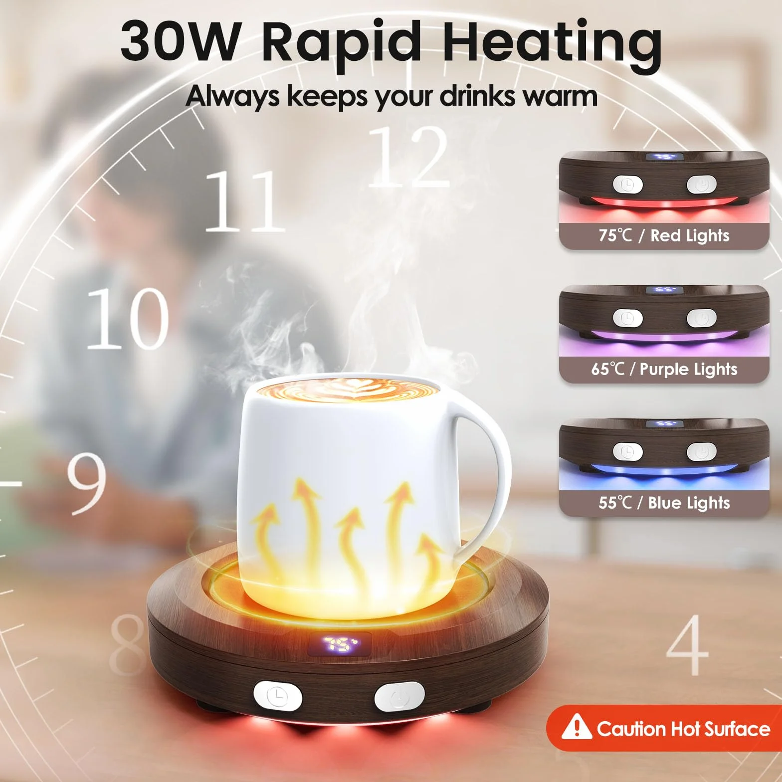 Accwork Mini podgrzewacz do kawy, elektryczny podgrzewacz do filiżanek z 3 ustawieniami temperatury, automatyczne wyłączanie