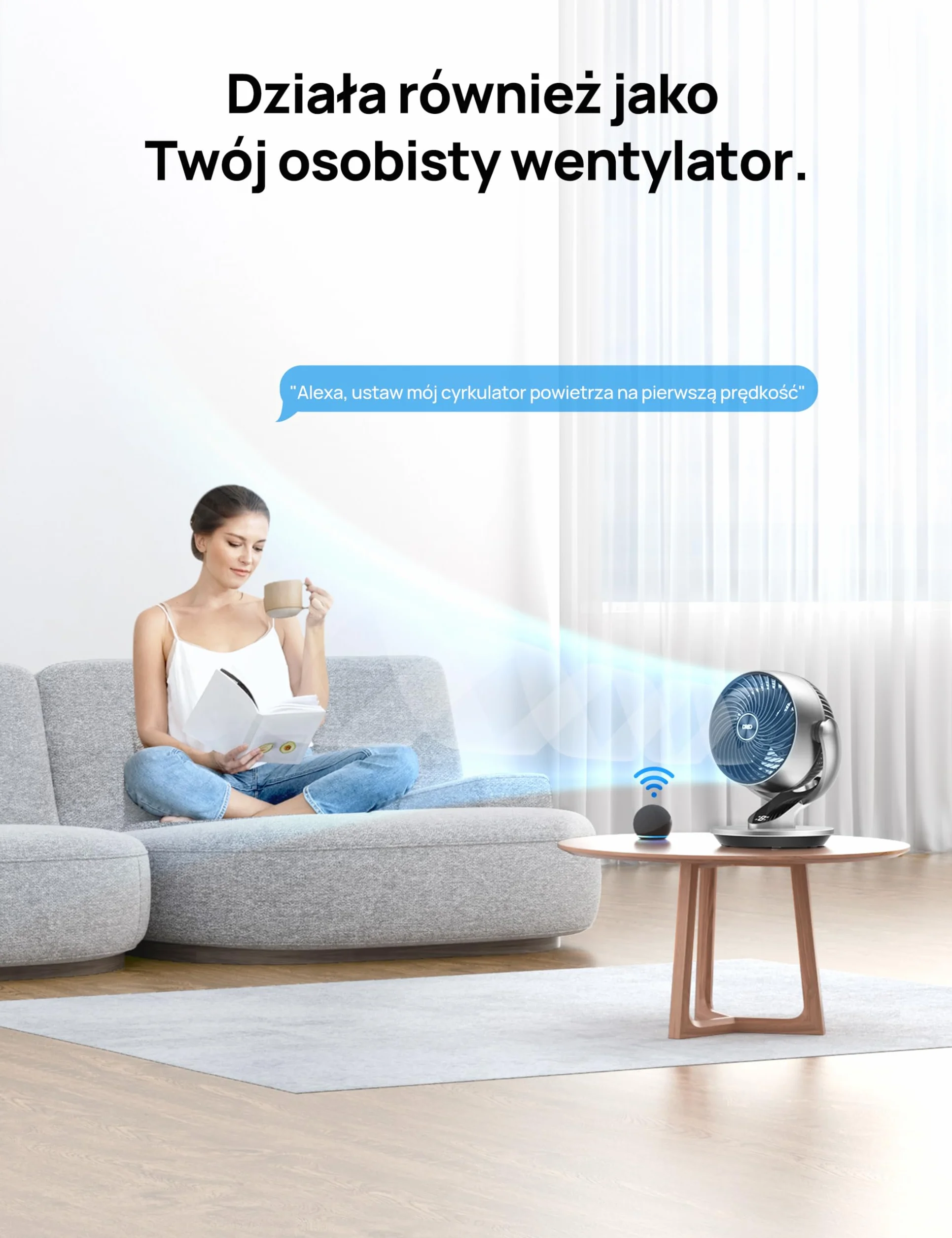 Dreo 28dB inteligentne wentylatory stołowe do sypialni, wentylatory oscylacyjne 120°+90° z pilotem zdalnego sterowania/głosu/Wifi/Alexa, średnica 18 cm, 4 prędkości, 5 trybów,srebrny