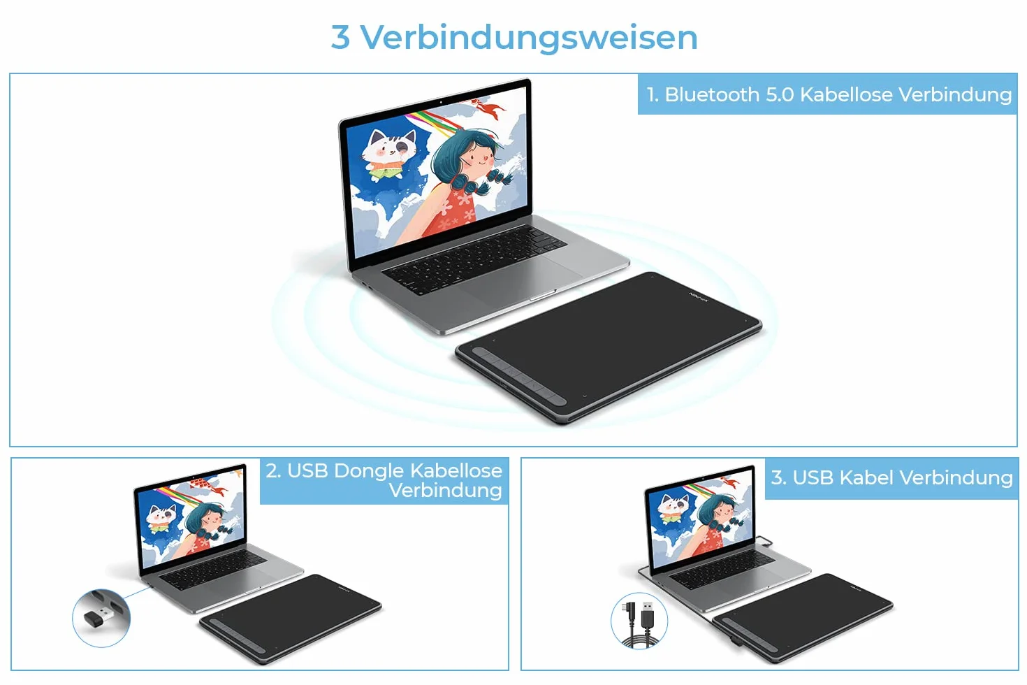 XP-PEN Deco LW 10"x6" tablet graficzny Bluetooth X3 Smart Chip Tilt z rysikiem bezakumulatorowym (czarny)