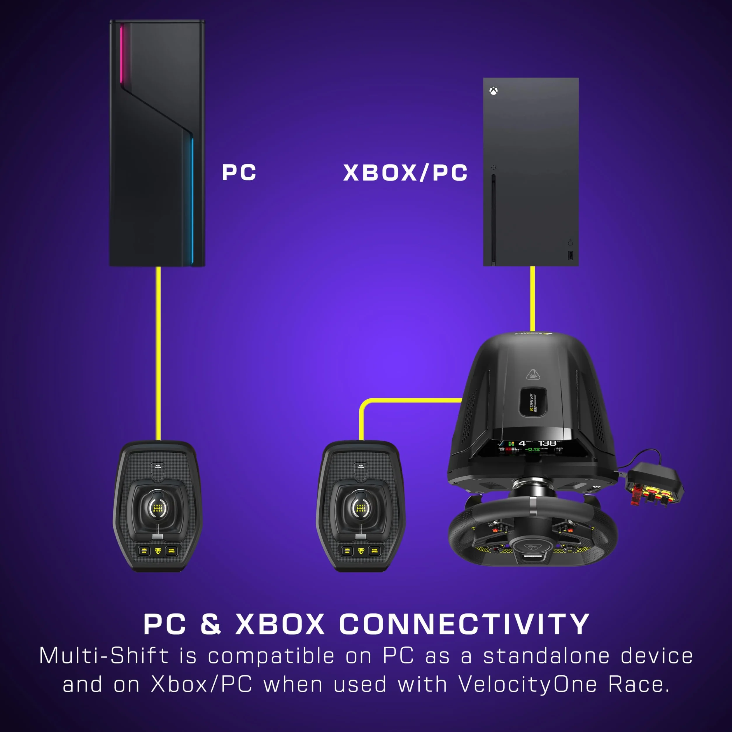 Turtle Beach VelocityOne Multi-Shift - Kontroler zmiany biegów i hamulca ręcznego do symulatorów wyścigów na komputer PC z systemem Windows oraz konsole Xbox Series X|S i Xbox One