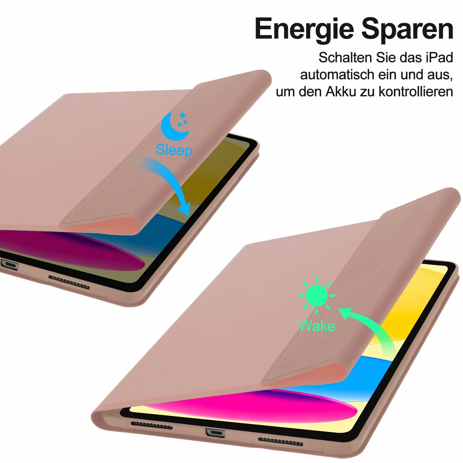 JADEMALL Etui na klawiaturę do iPada 10 generacji 2022, magnetyczna klawiatura QWERTZ Bluetooth, 032JPW-SUGAR-P-DE