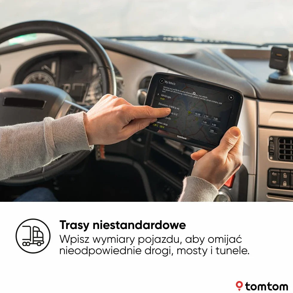 TomTom GO Expert Plus Nawigacja satelitarna dla ciężarówek (7-calowy ekran HD, trasy i UM-y dla dużych pojazdów, TomTom Traffic, mapy świata, wskazówki wizualne, USB-C)