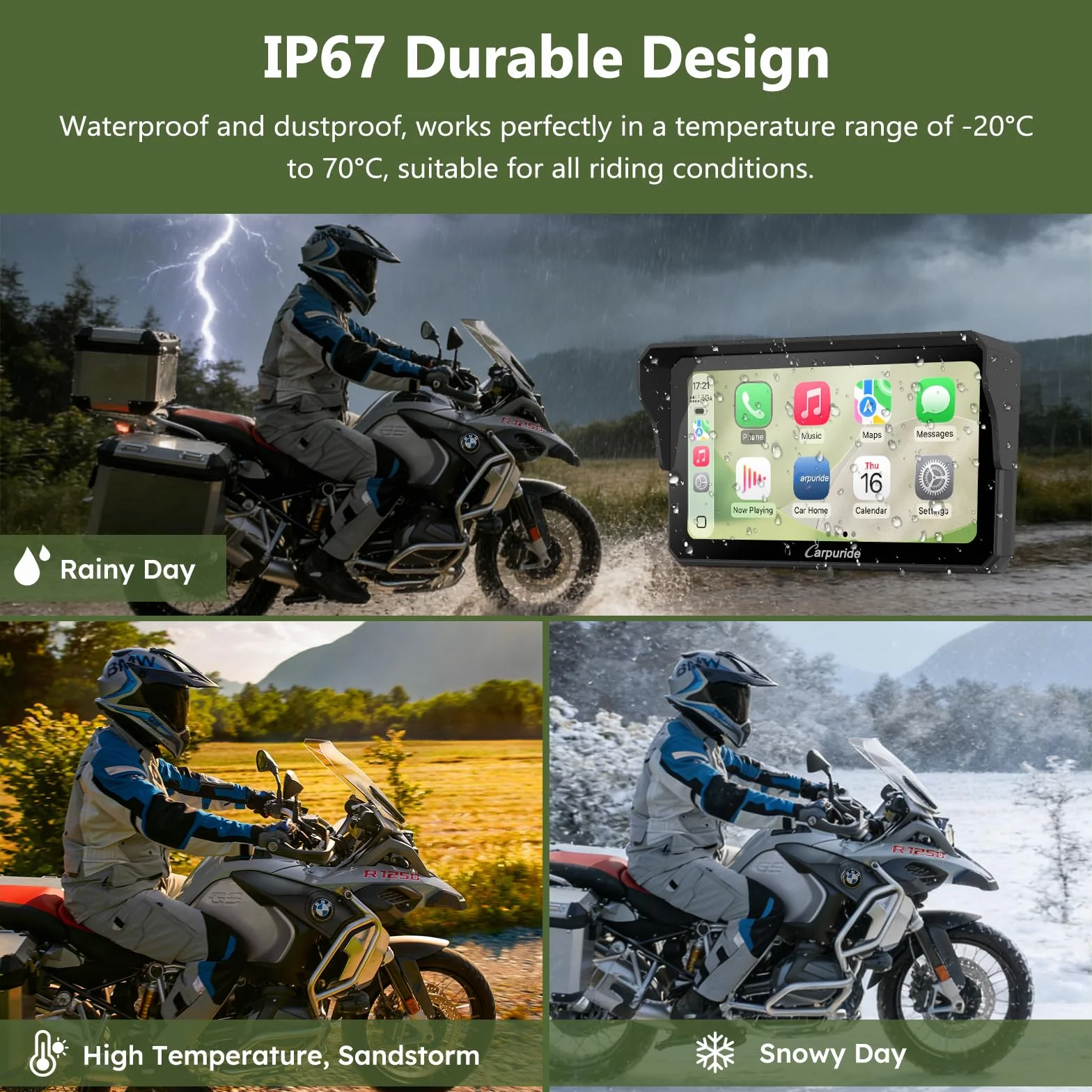 Carpuride W602BS Pro CarPlay Ekran do BMW Motocykli, Natywna Kontrola Koła Wonder & Odczyt Danych, 6,25" Wodoodporny Ekran Dotykowy, CarPlay & Android Auto, OTA, Podwójny Bluetooth, Interkom, Nawi.