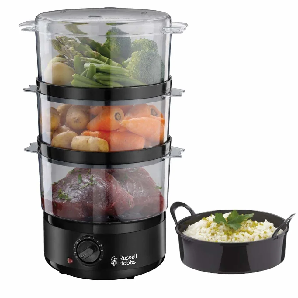 Russell Hobbs Parowar 7l, bez BPA, timer 60 minut, automatyczne wyłączanie, Matte Black 26530-56