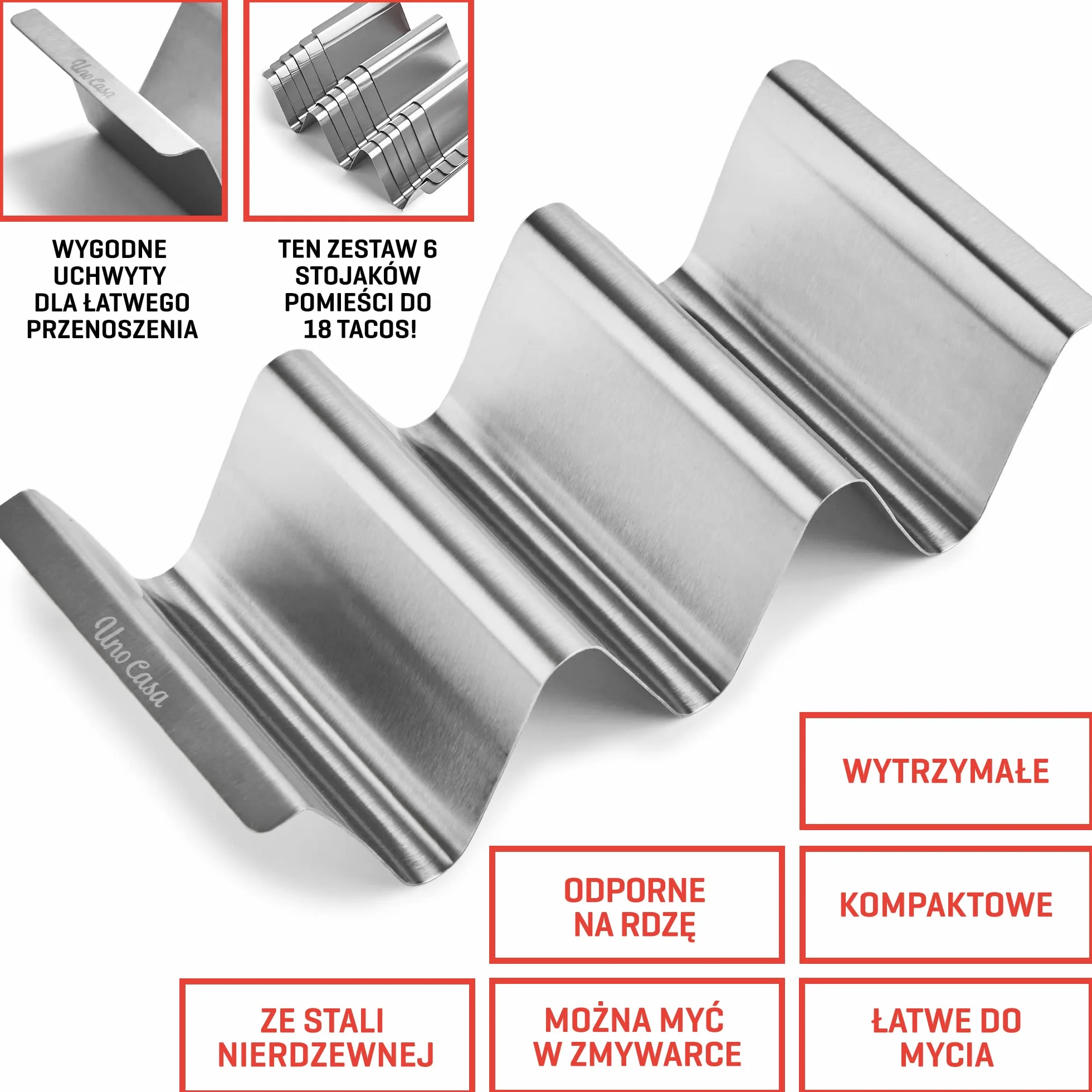 Uno Casa metalowy stojak na tacos zestaw 6 sztuk