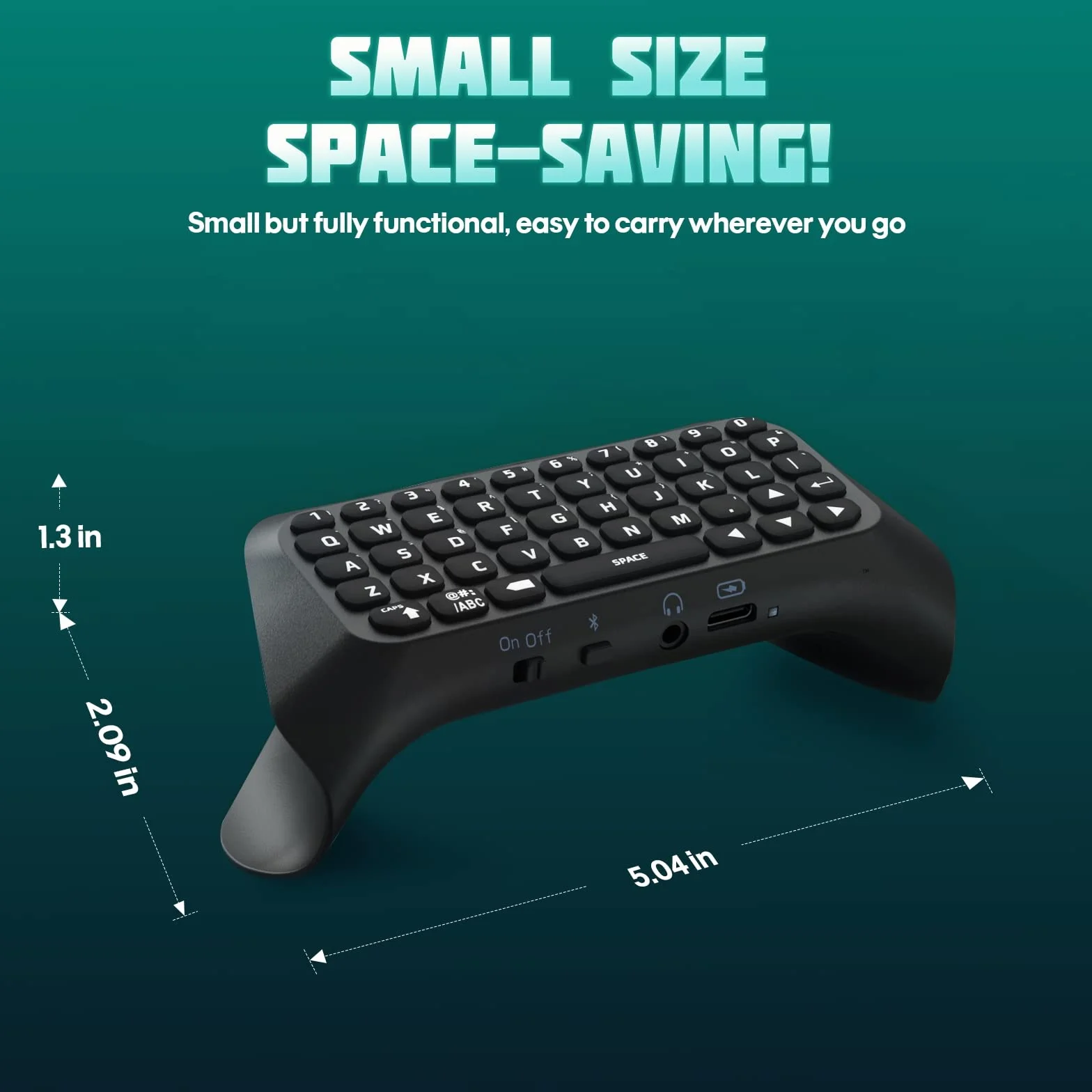 TiMOVO Green Backlight Keyboard for PS5 Controller, Wireless Bluetooth Keypad Chatpad for Playstation 5 Controller, Mini Game Keyboard Built-in Speaker with 3.5mm Audio Jack for Messaging, Black