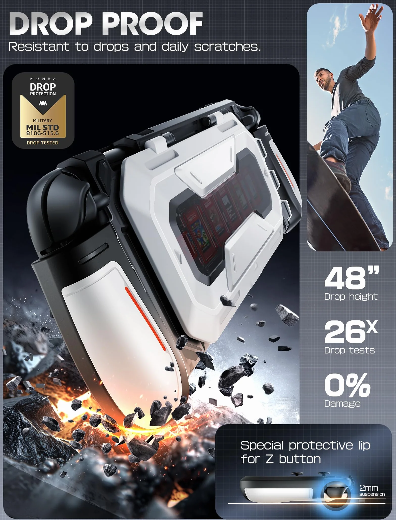 mumba Etui z klapką do Nintendo Switch 2 z klapką [Titan] Ergonomiczna obudowa ochronna z 2 uchwytami do przechowywania 5 kart do gier i 2 kart TF, akcesoria z TPU i wzornictwo