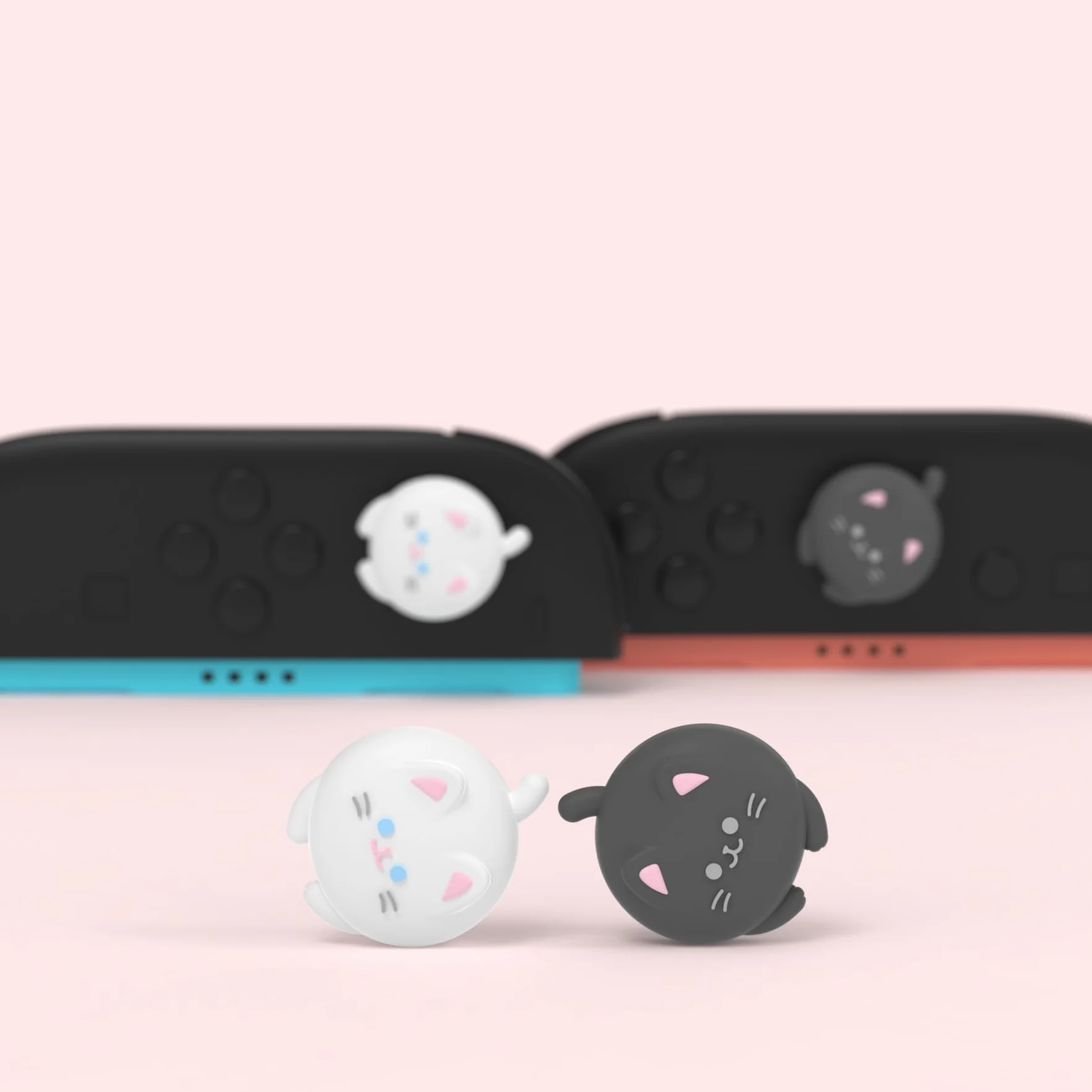 PlayVital Nakrętki na kciuki do Nintendo Switch 2 2025, silikonowe nakładki na kciuki Kawaii do Joycon 2, wygodne akcesoria do joysticka (uroczy kotek)