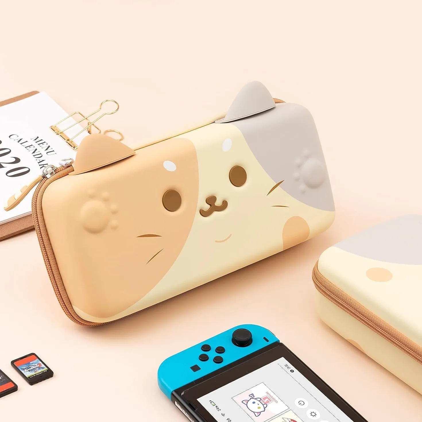 GeekShare Tricolor Cat Carry Case kompatybilny z Switch/Switch OLED - przenośny twardy futerał o dużej pojemności
