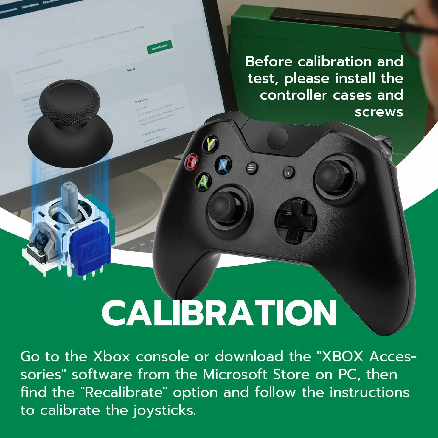 Tolesum Zestaw wymiennych analogowych drążków joysticka TMR Effect do kontrolerów Xbox Series X/S, Xbox One i Xbox One X/S z narzędziami naprawczymi (wymagane spawanie) Bez dryftu – czarny