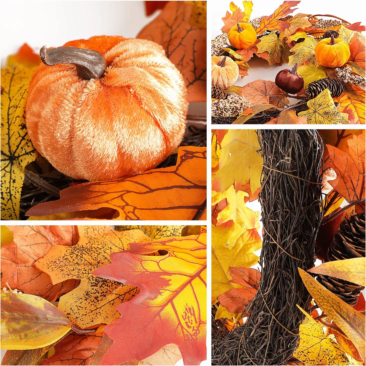 Jesienny wieniec drzwi wejściowych 45 cm dekoracja Halloween dynia