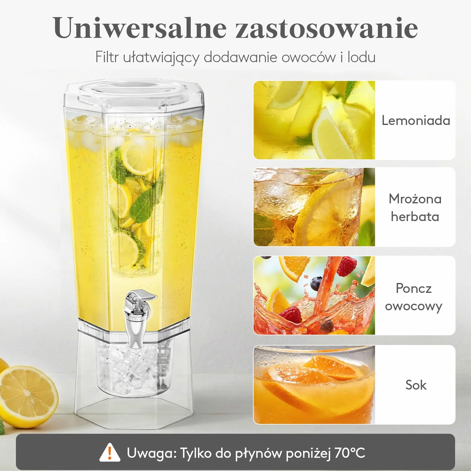 Lifewit Dozownik Napojów 6L z Kranikiem, Zestaw 2 Plastikowe Dzbanki do Koktajli, Soków i Lemoniady